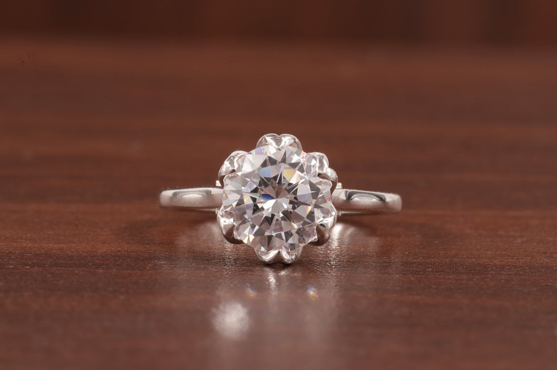 2.5CT Round Moissanite Ring, Hidden Halo Round Engagement Ring ,14k Solid Gold Ring