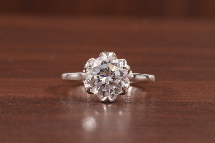 2.5CT Round Moissanite Ring, Hidden Halo Round Engagement Ring ,14k Solid Gold Ring