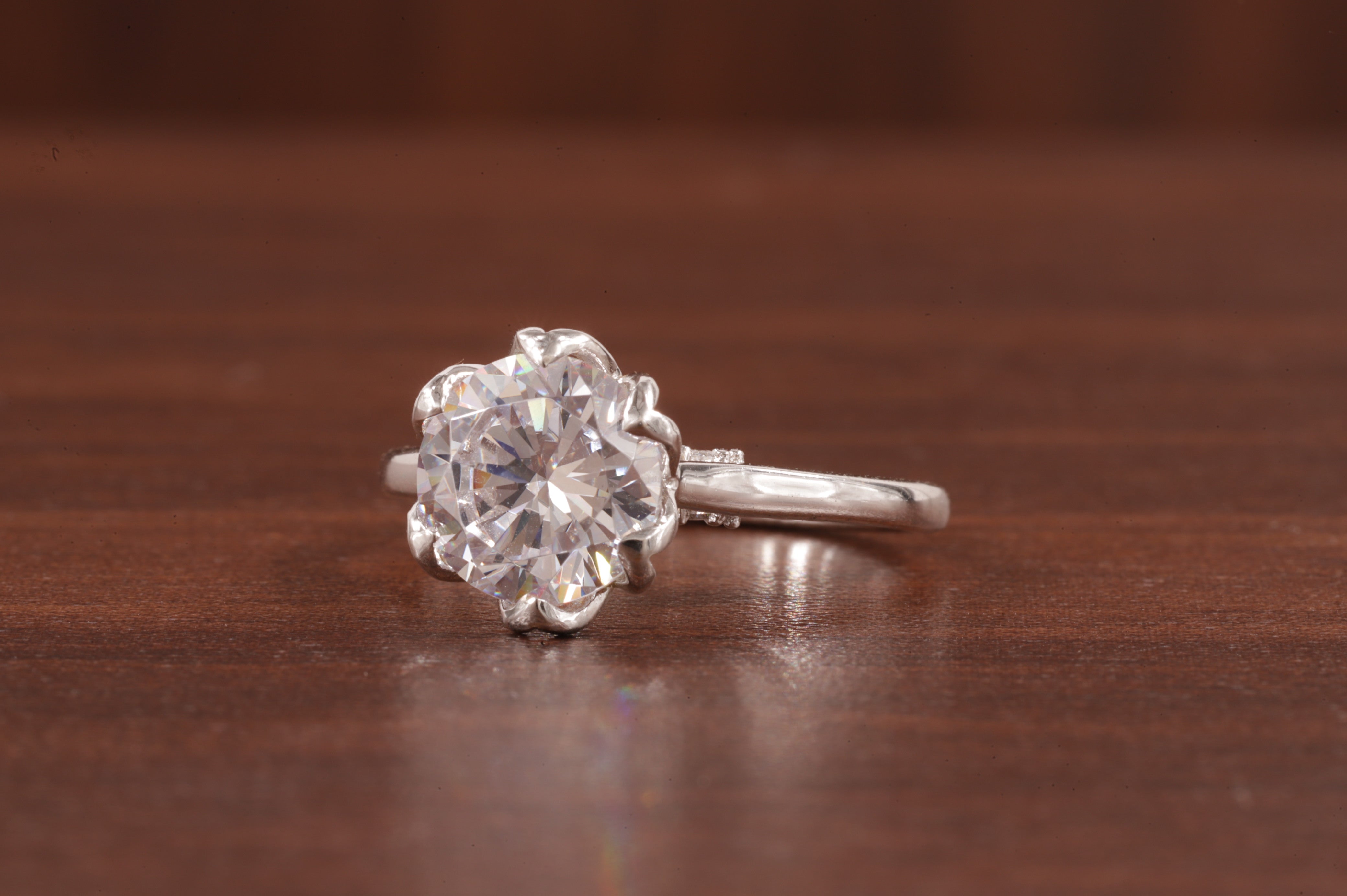 2.5CT Round Moissanite Ring, Hidden Halo Round Engagement Ring ,14k Solid Gold Ring