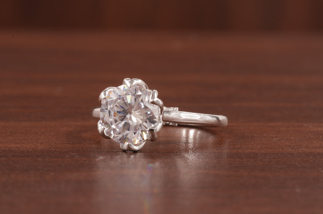 2.5CT Round Moissanite Ring, Hidden Halo Round Engagement Ring ,14k Solid Gold Ring