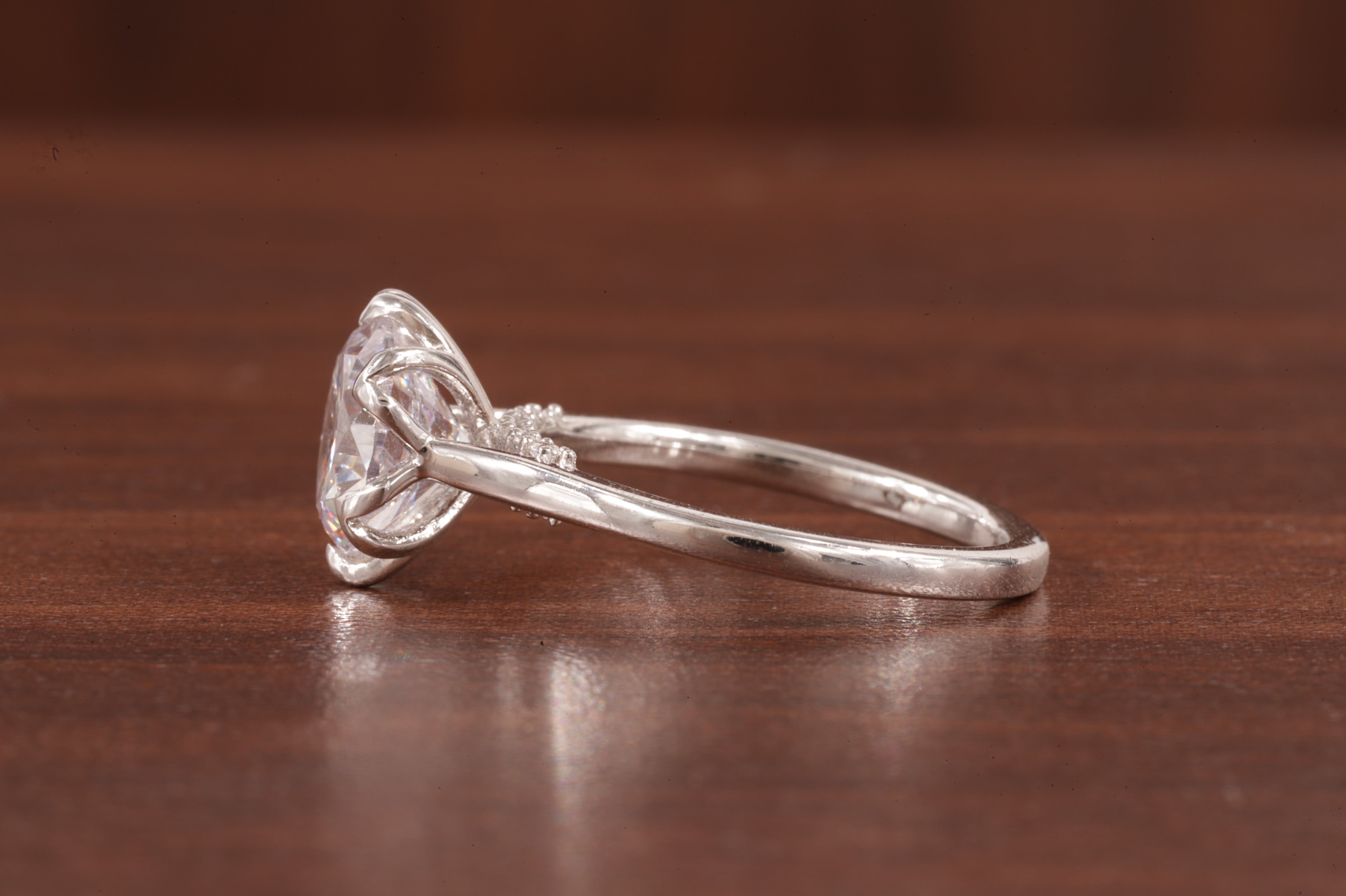 2.5CT Round Moissanite Ring, Hidden Halo Round Engagement Ring ,14k Solid Gold Ring