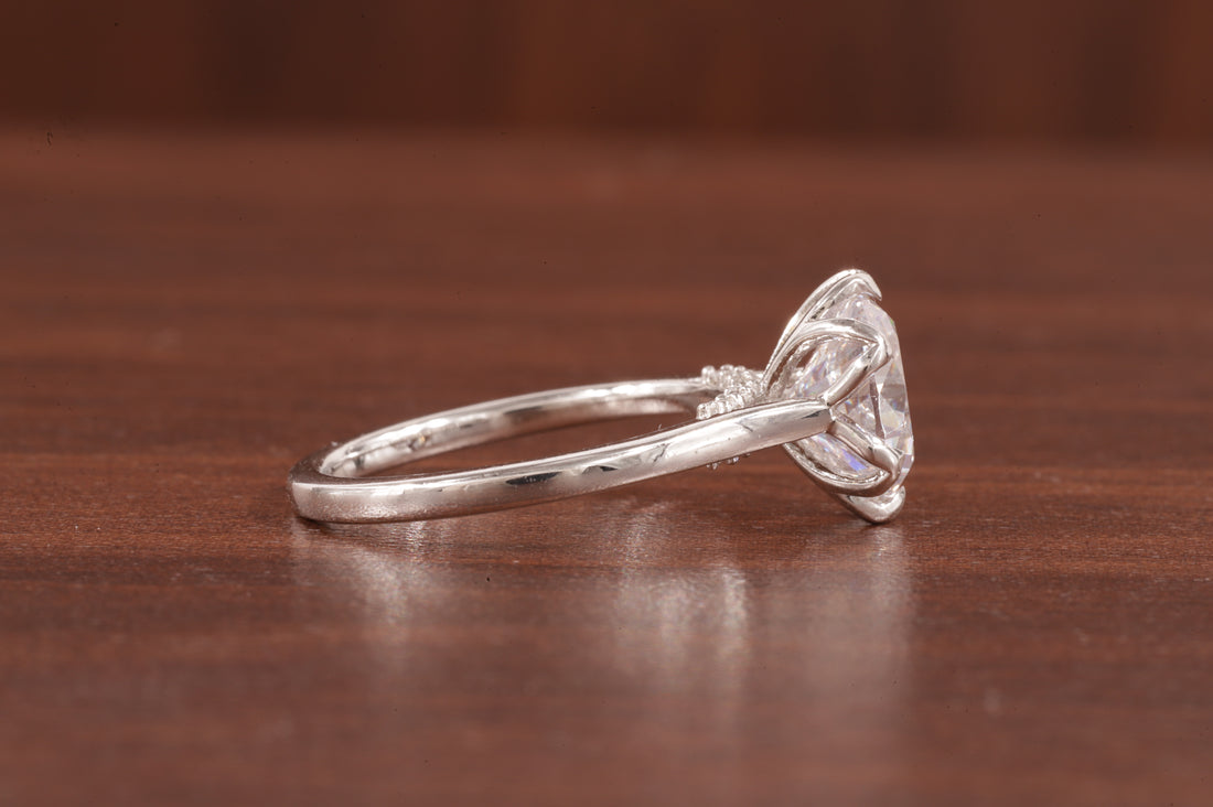 2.5CT Round Moissanite Ring, Hidden Halo Round Engagement Ring ,14k Solid Gold Ring