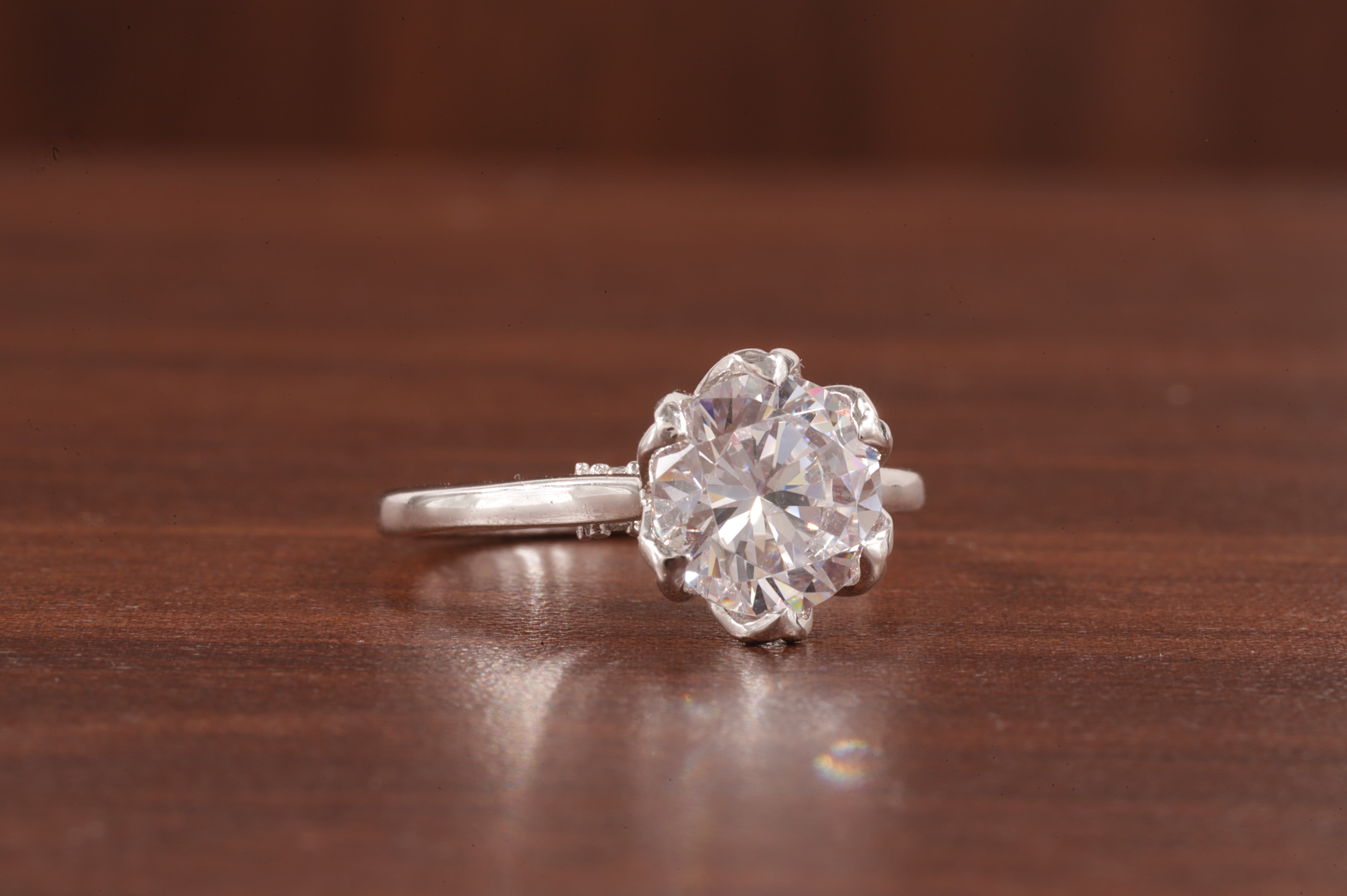 2.5CT Round Moissanite Ring, Hidden Halo Round Engagement Ring ,14k Solid Gold Ring