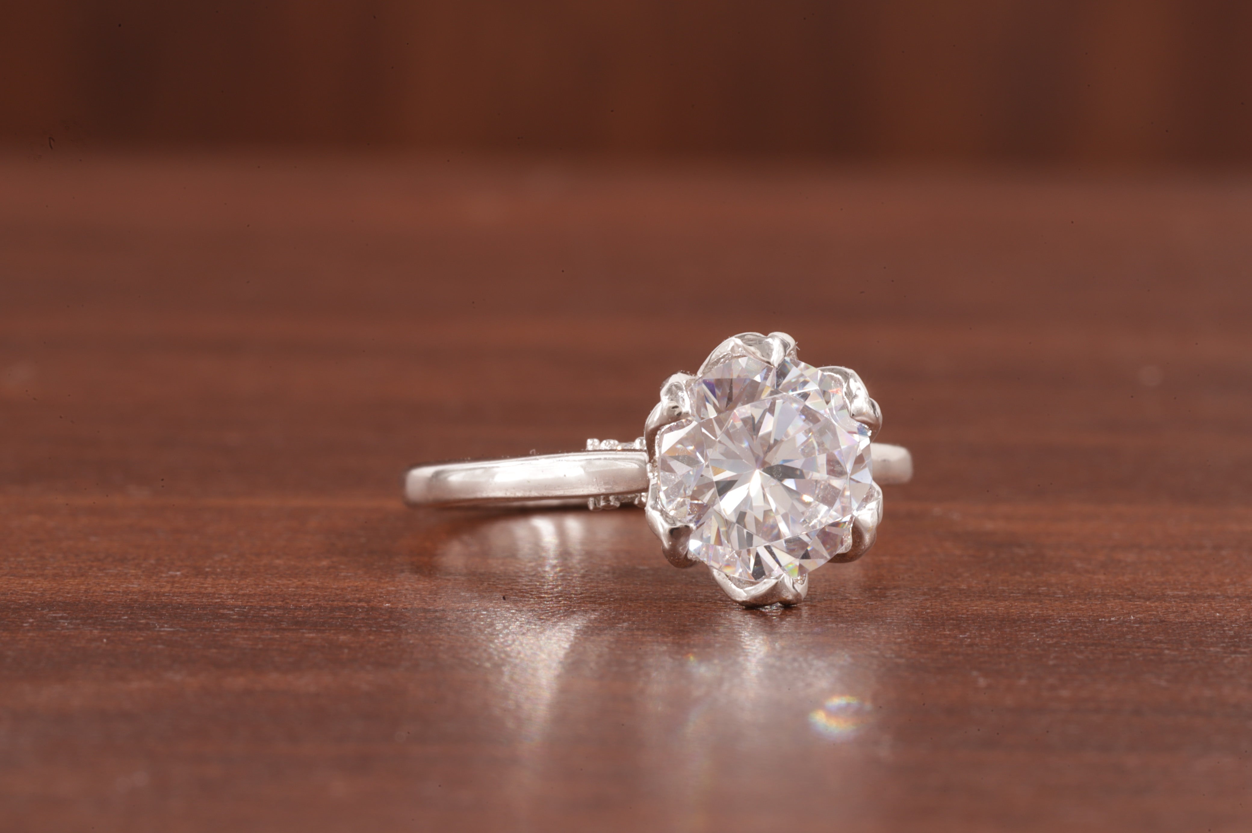 2.5CT Round Moissanite Ring, Hidden Halo Round Engagement Ring ,14k Solid Gold Ring