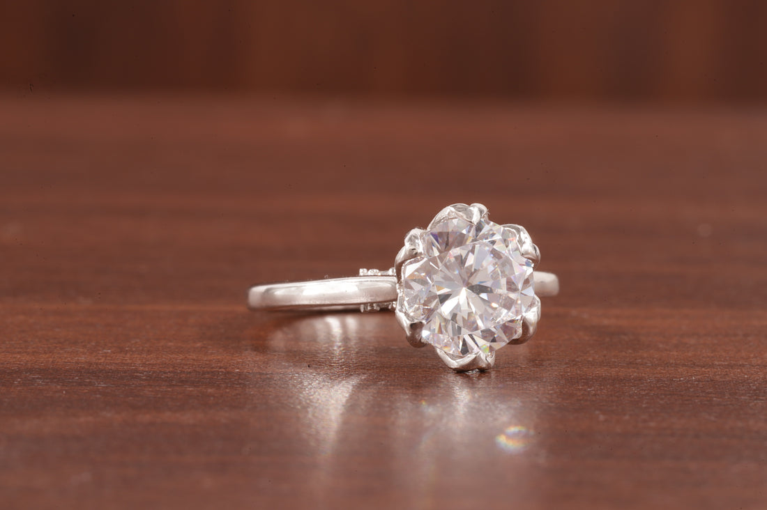2.5CT Round Moissanite Ring, Hidden Halo Round Engagement Ring ,14k Solid Gold Ring
