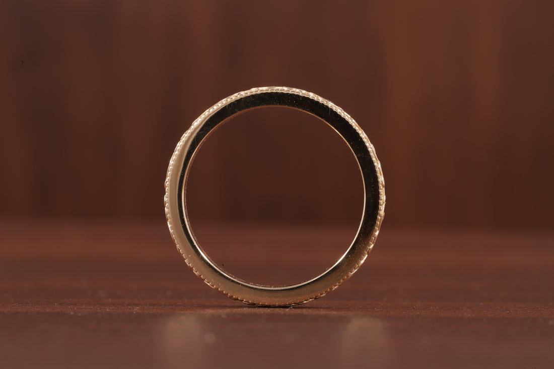 Women’s Vintage Style Wedding Band, Floral Wedding Band