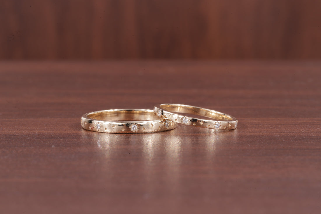 moissanite Starburst Wedding Band Ring, 14k Solid Gold Dainty Star Setting Anniversary Band