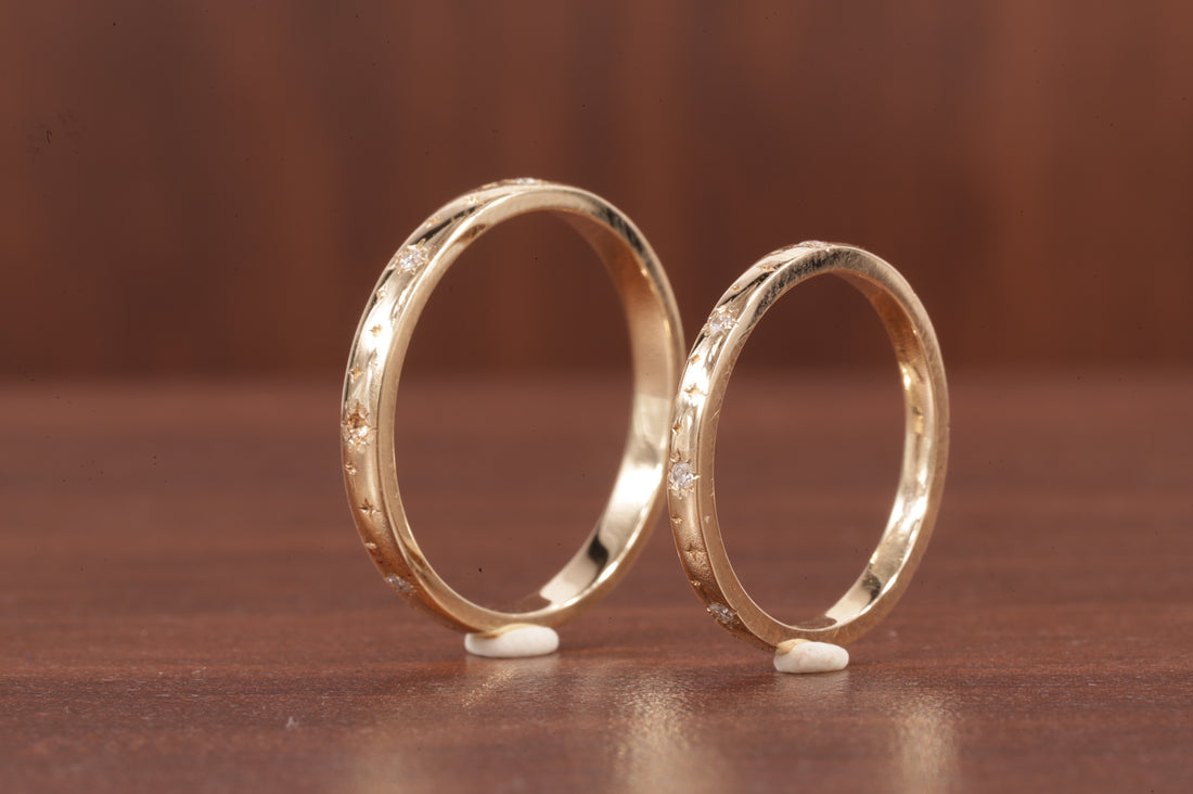moissanite Starburst Wedding Band Ring, 14k Solid Gold Dainty Star Setting Anniversary Band