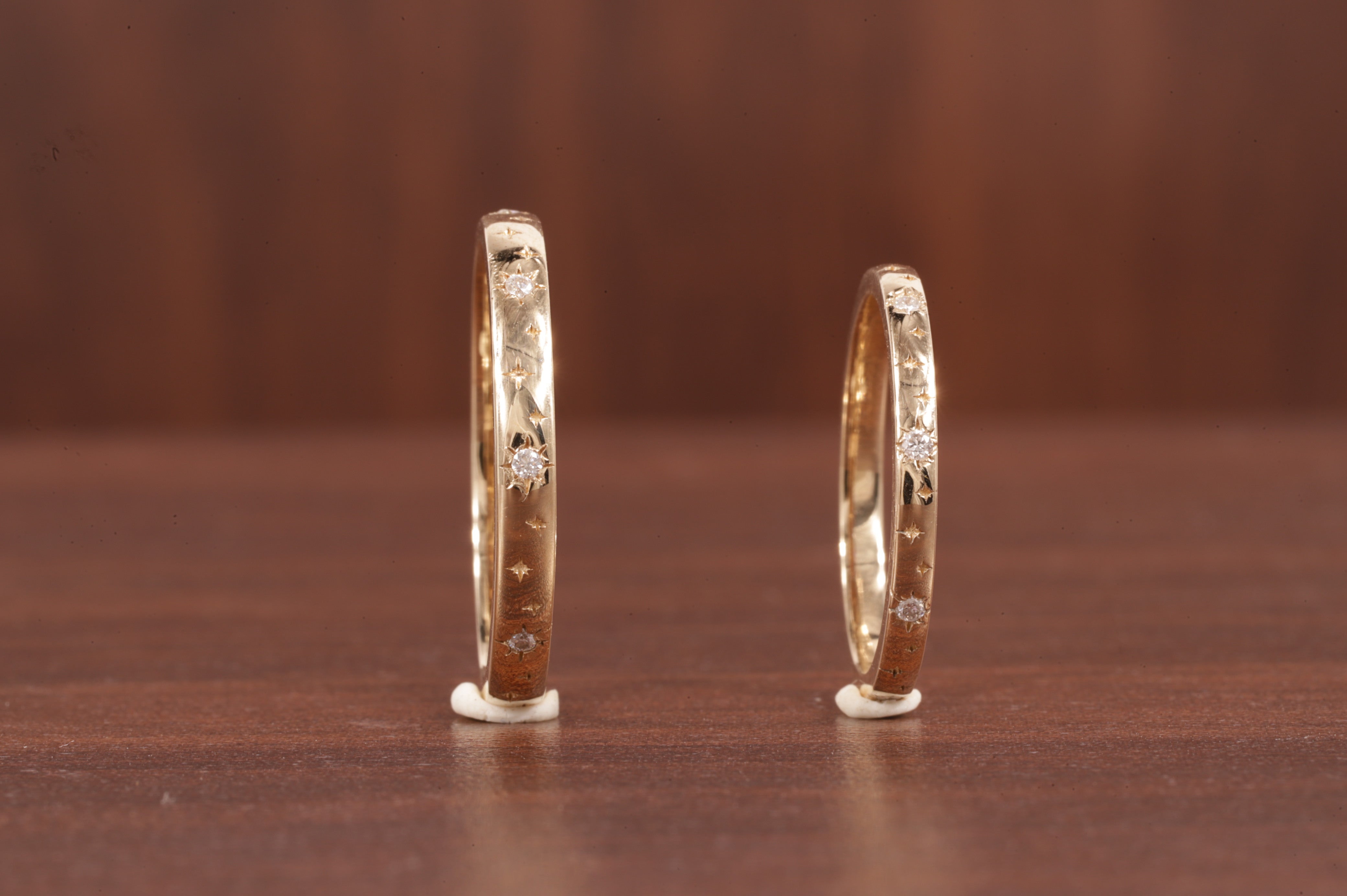 moissanite Starburst Wedding Band Ring, 14k Solid Gold Dainty Star Setting Anniversary Band