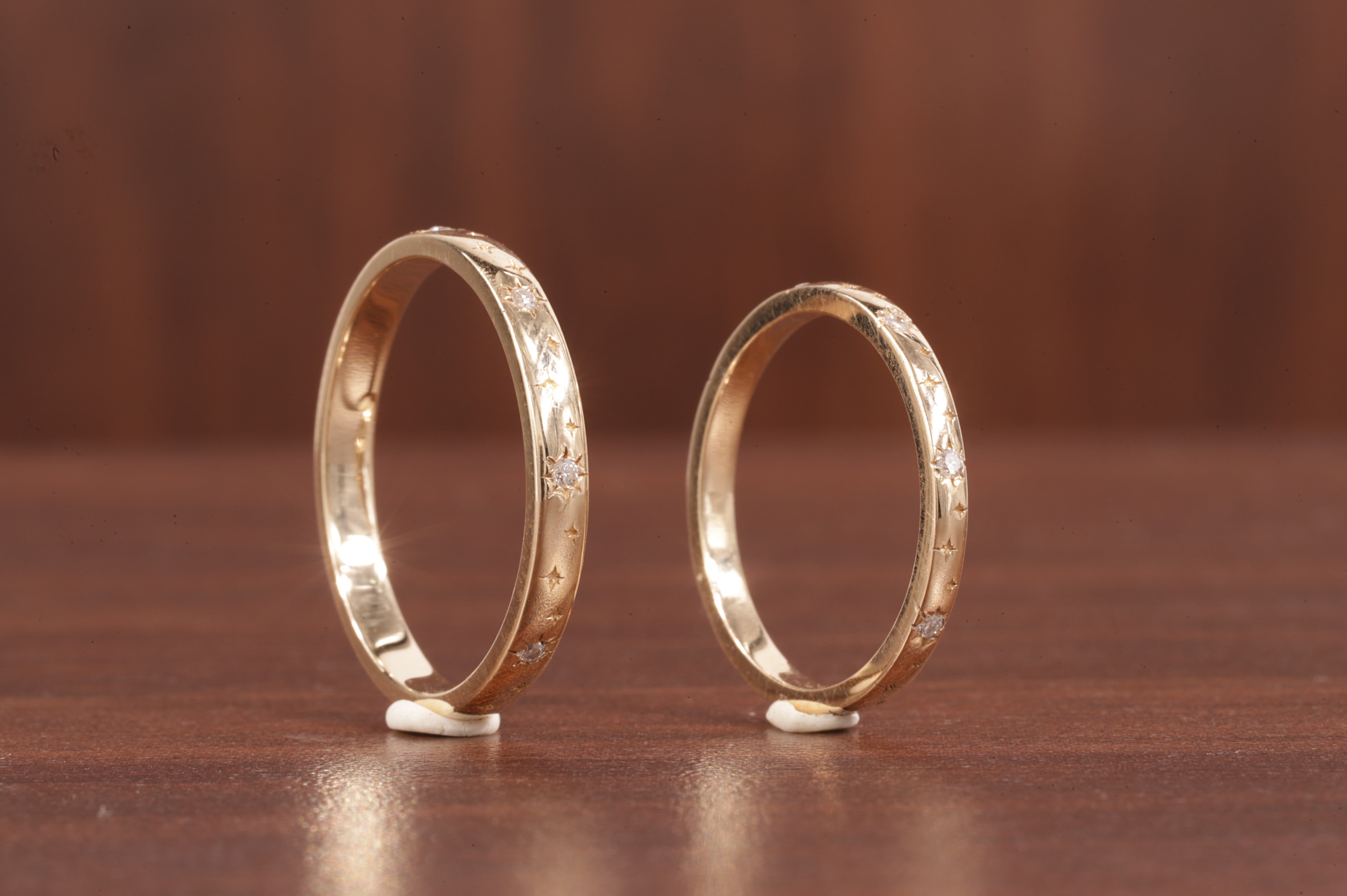 moissanite Starburst Wedding Band Ring, 14k Solid Gold Dainty Star Setting Anniversary Band