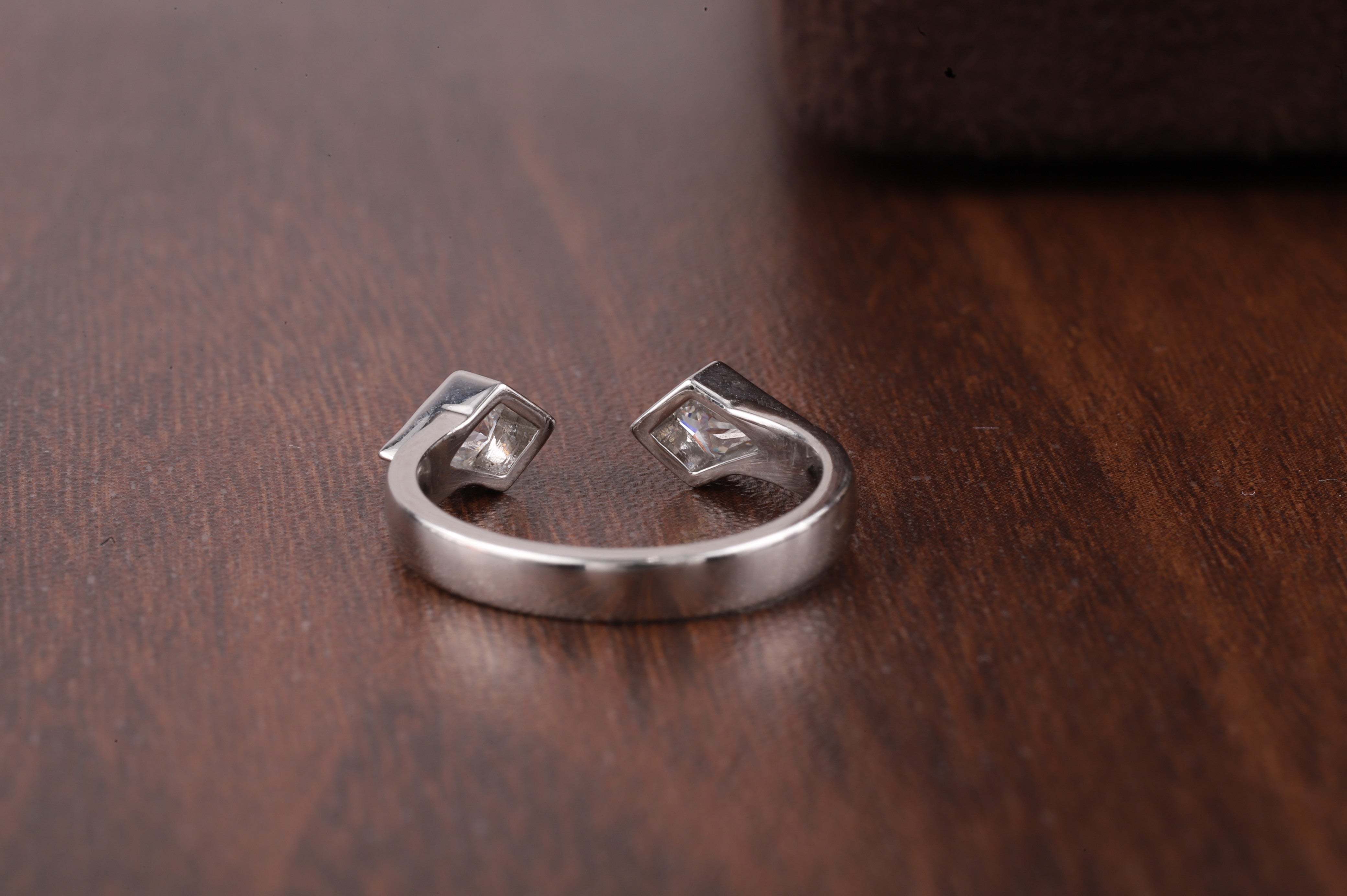 Vintage Kite cut Moissanite ring open wedding band White gold ring Kite cut ring