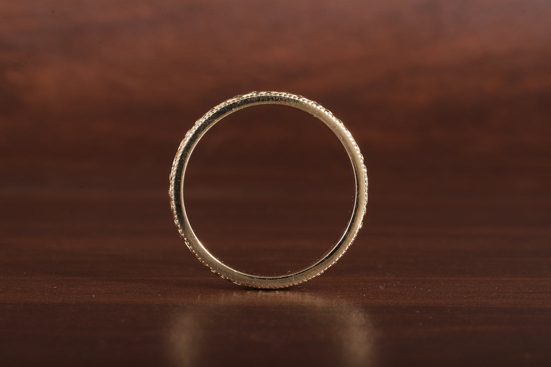 4 MM Wide Dome Women’s Vintage Style Wedding Band Floral Wedding Band slightly Wedding Band