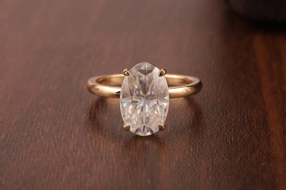 Oval Lab Grown Engagement Ring Set, 1 CT Delicate Oval Solitaire Ring, tulip Setting