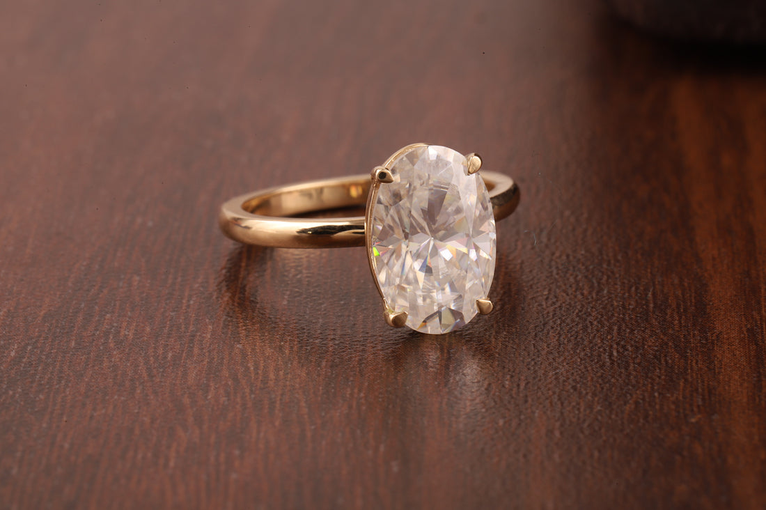 Oval Lab Grown Engagement Ring Set, 1 CT Delicate Oval Solitaire Ring, tulip Setting