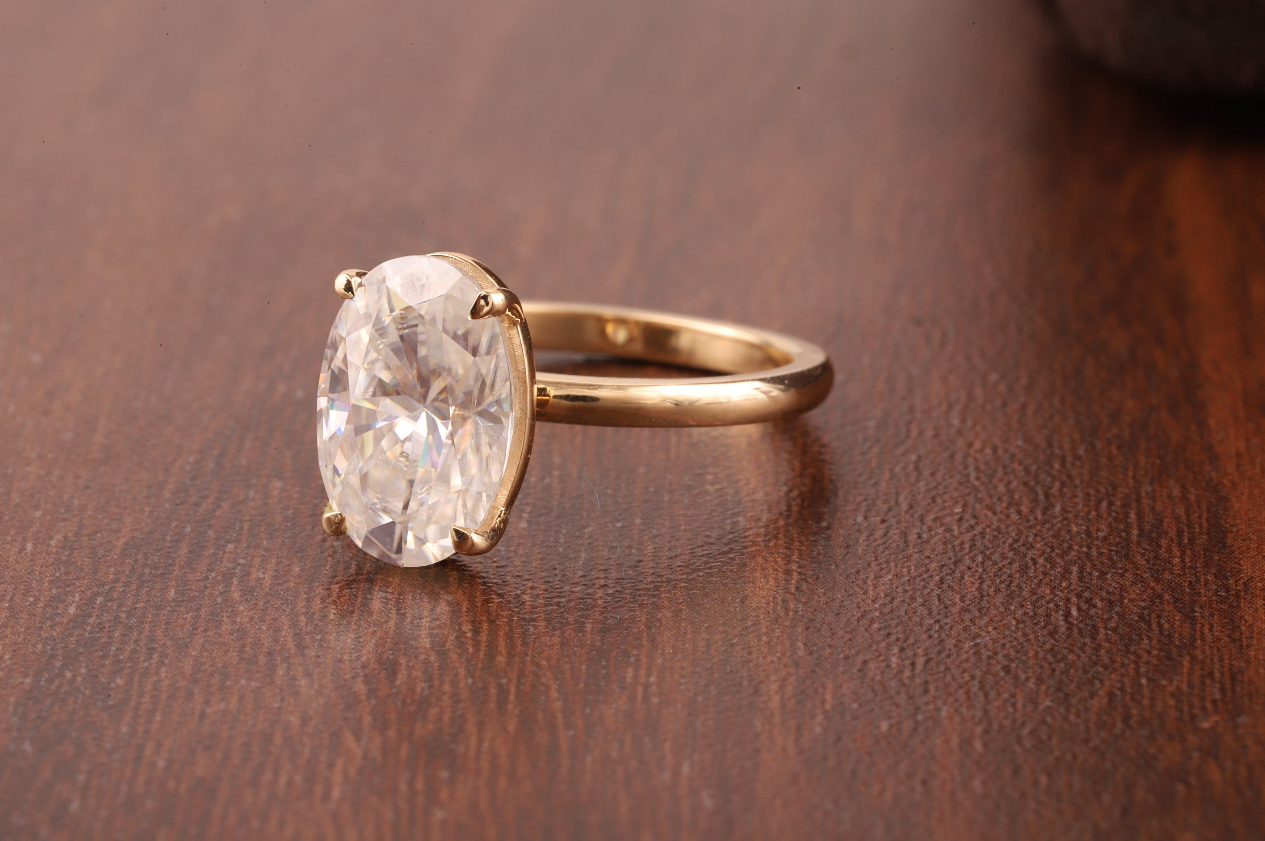 Oval Lab Grown Engagement Ring Set, 1 CT Delicate Oval Solitaire Ring, tulip Setting