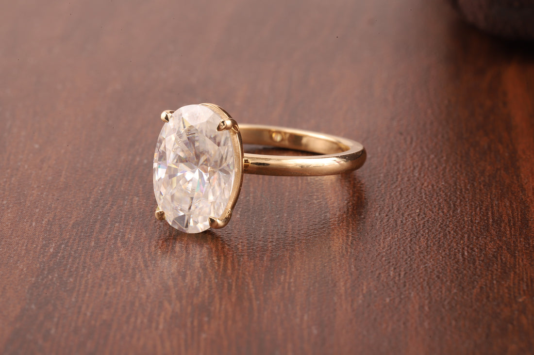 Oval Lab Grown Engagement Ring Set, 1 CT Delicate Oval Solitaire Ring, tulip Setting