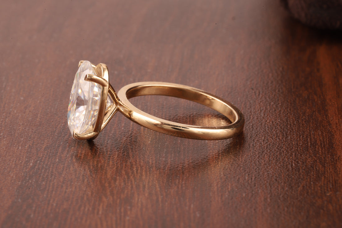 Oval Lab Grown Engagement Ring Set, 1 CT Delicate Oval Solitaire Ring, tulip Setting