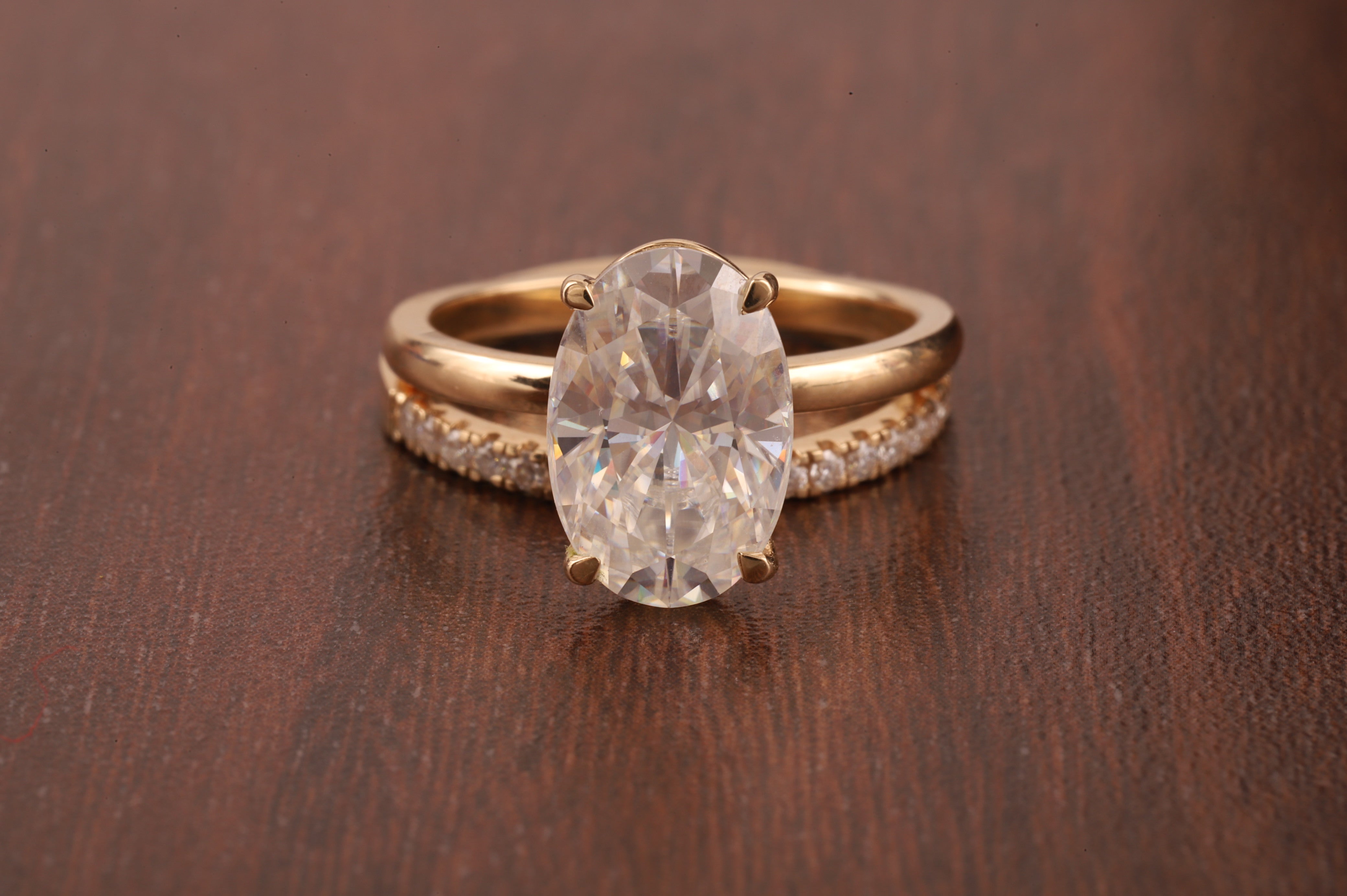 Oval Lab Grown Engagement Ring Set, 1 CT Delicate Oval Solitaire Ring, tulip Setting