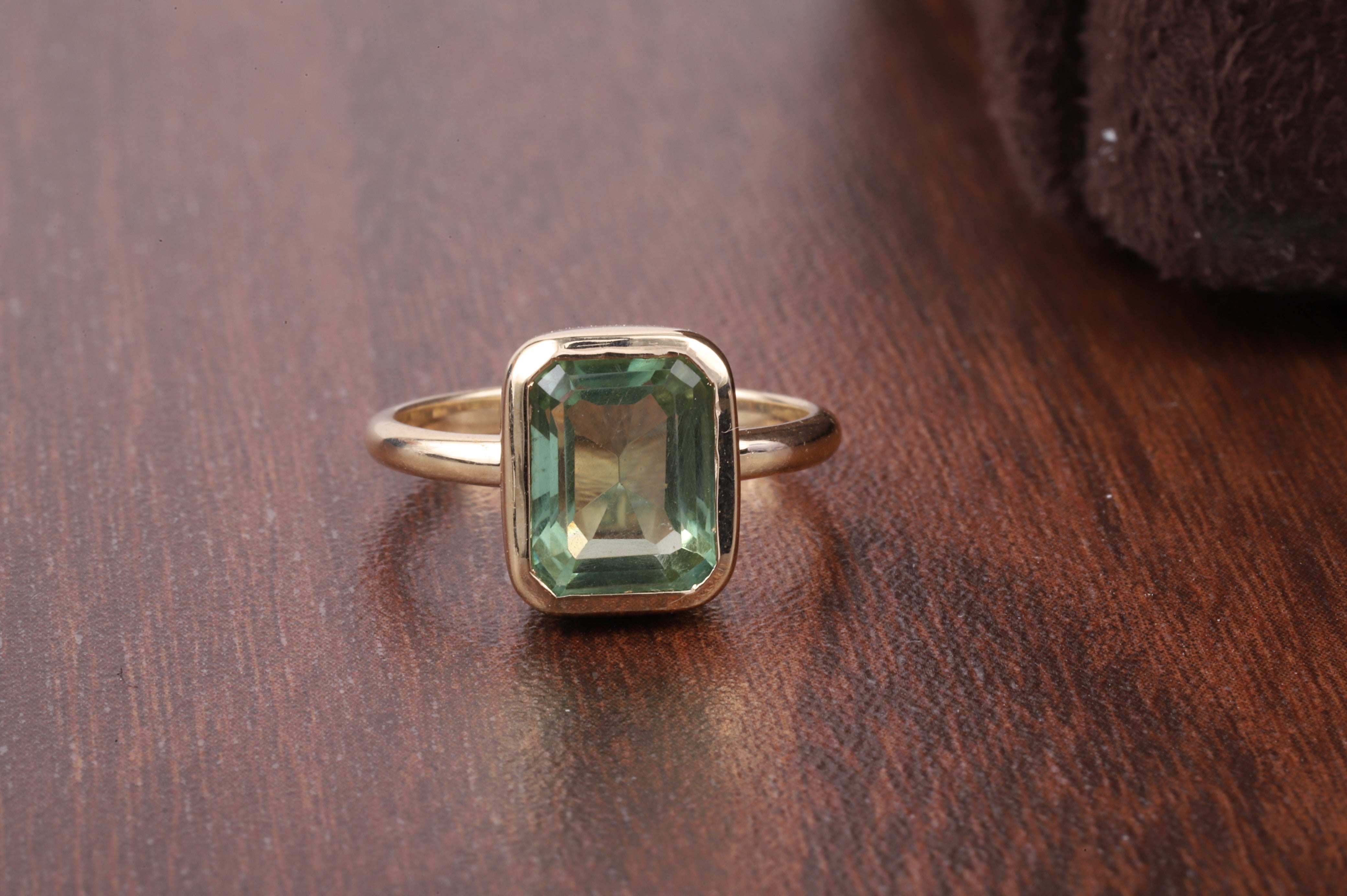 Amethyst Ring/ Genuine Green Amethyst Emerald Cut 2.5ct Engagement Ring