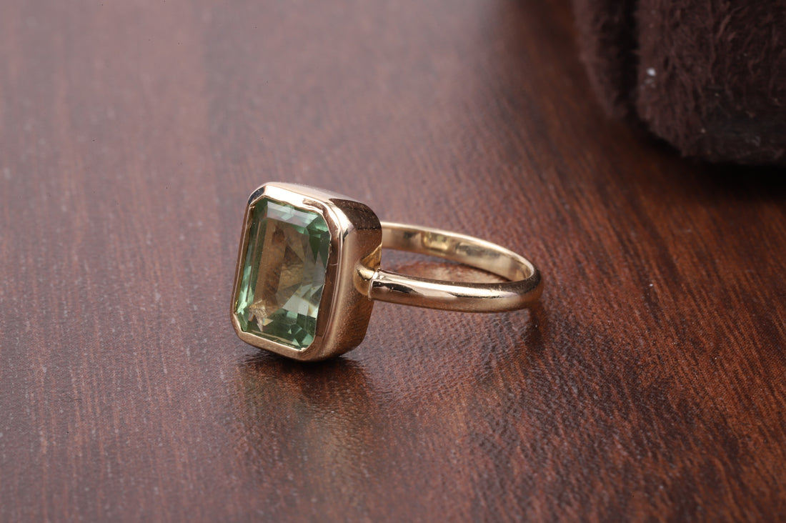 Amethyst Ring/ Genuine Green Amethyst Emerald Cut 2.5ct Engagement Ring