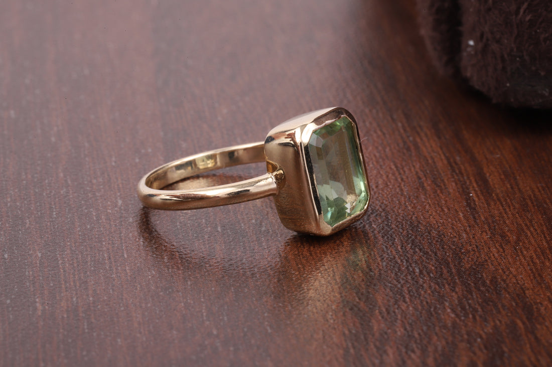 Amethyst Ring/ Genuine Green Amethyst Emerald Cut 2.5ct Engagement Ring