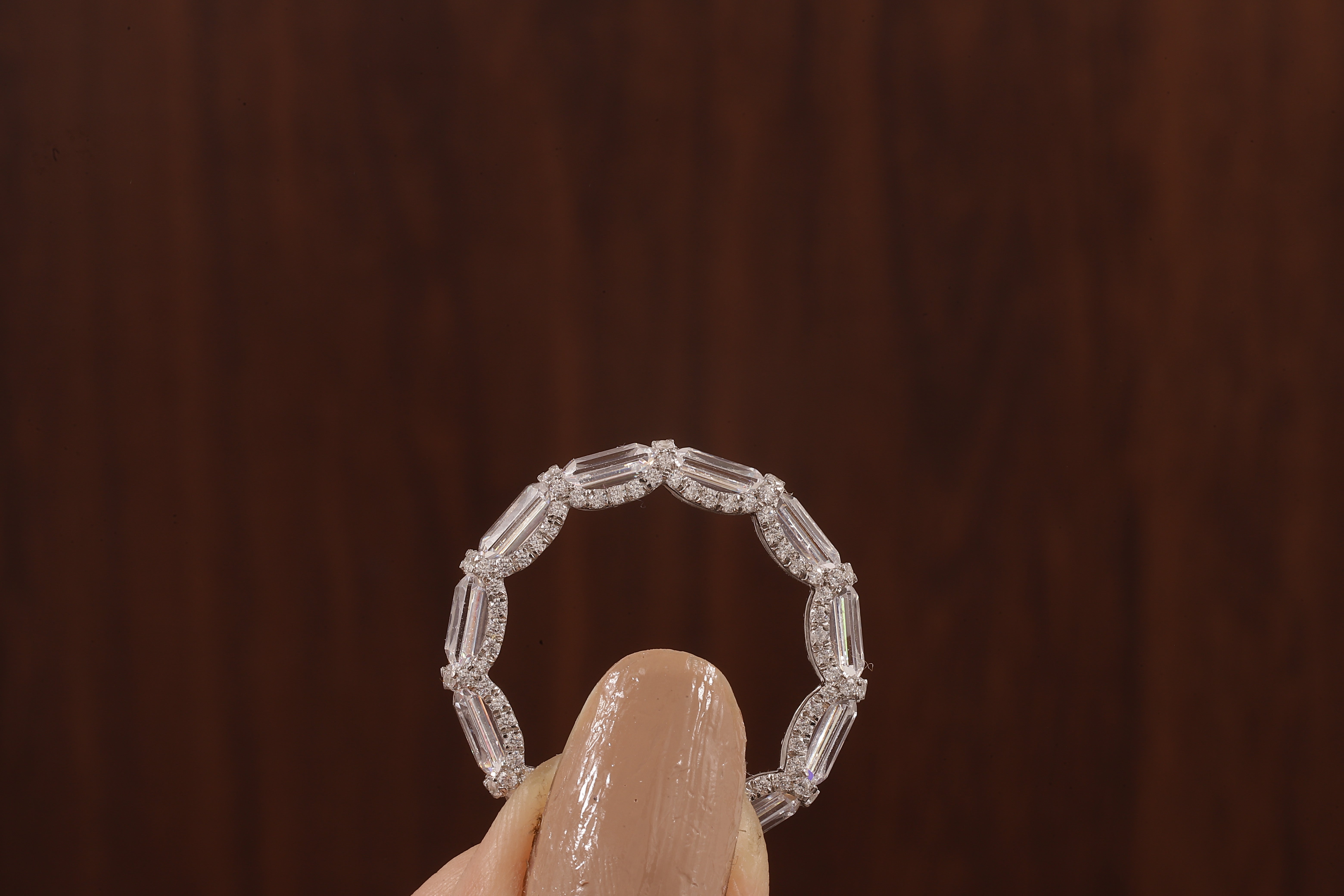 East West Emerald Cut Wedding Band,Hidden Halo Moissanite Band, Emerald Moissanite Matching Band