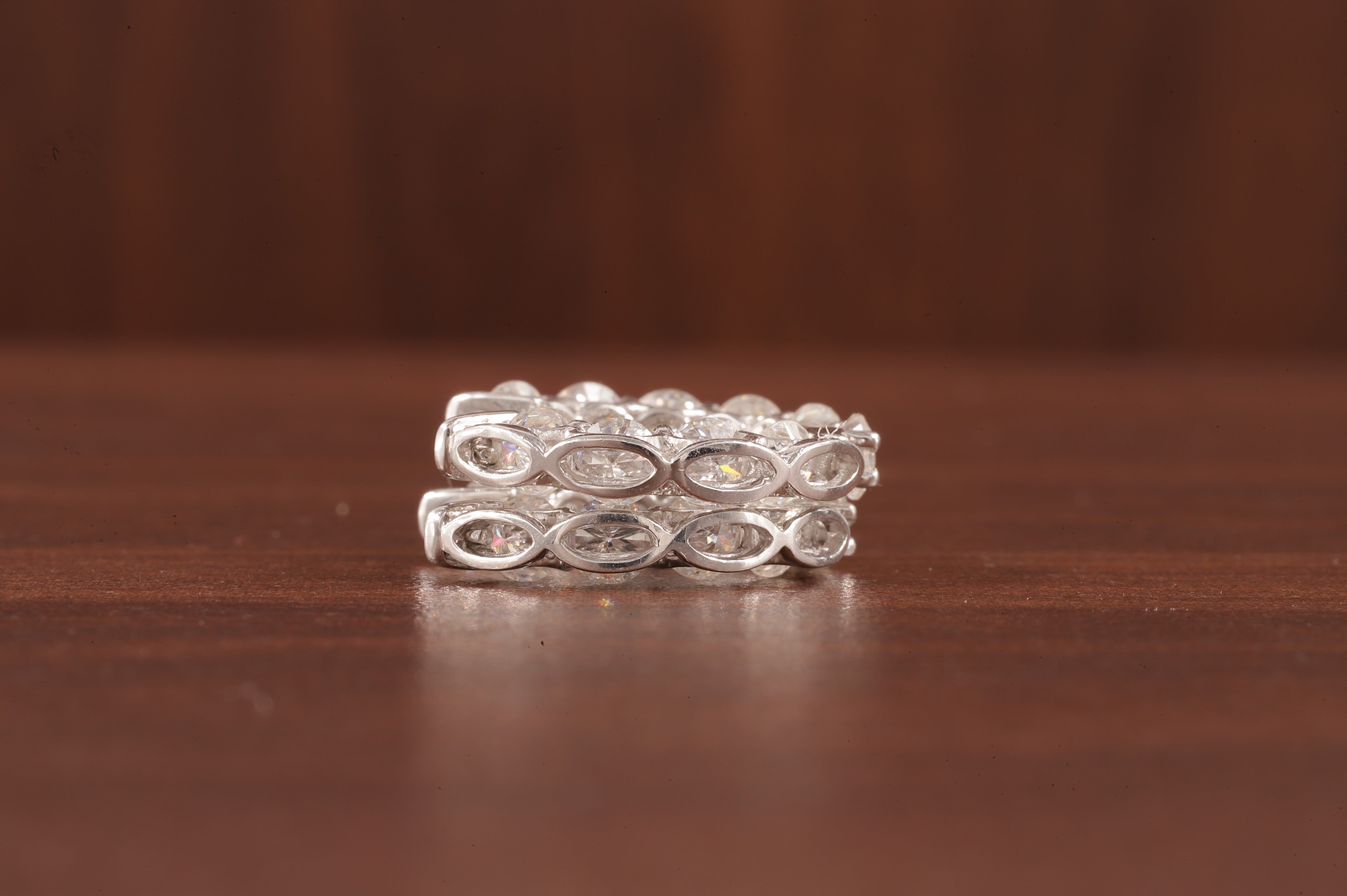Moissanite Hoop Earrings, 14K White Gold Earrings Colorless Round Cut Moissanite Wedding