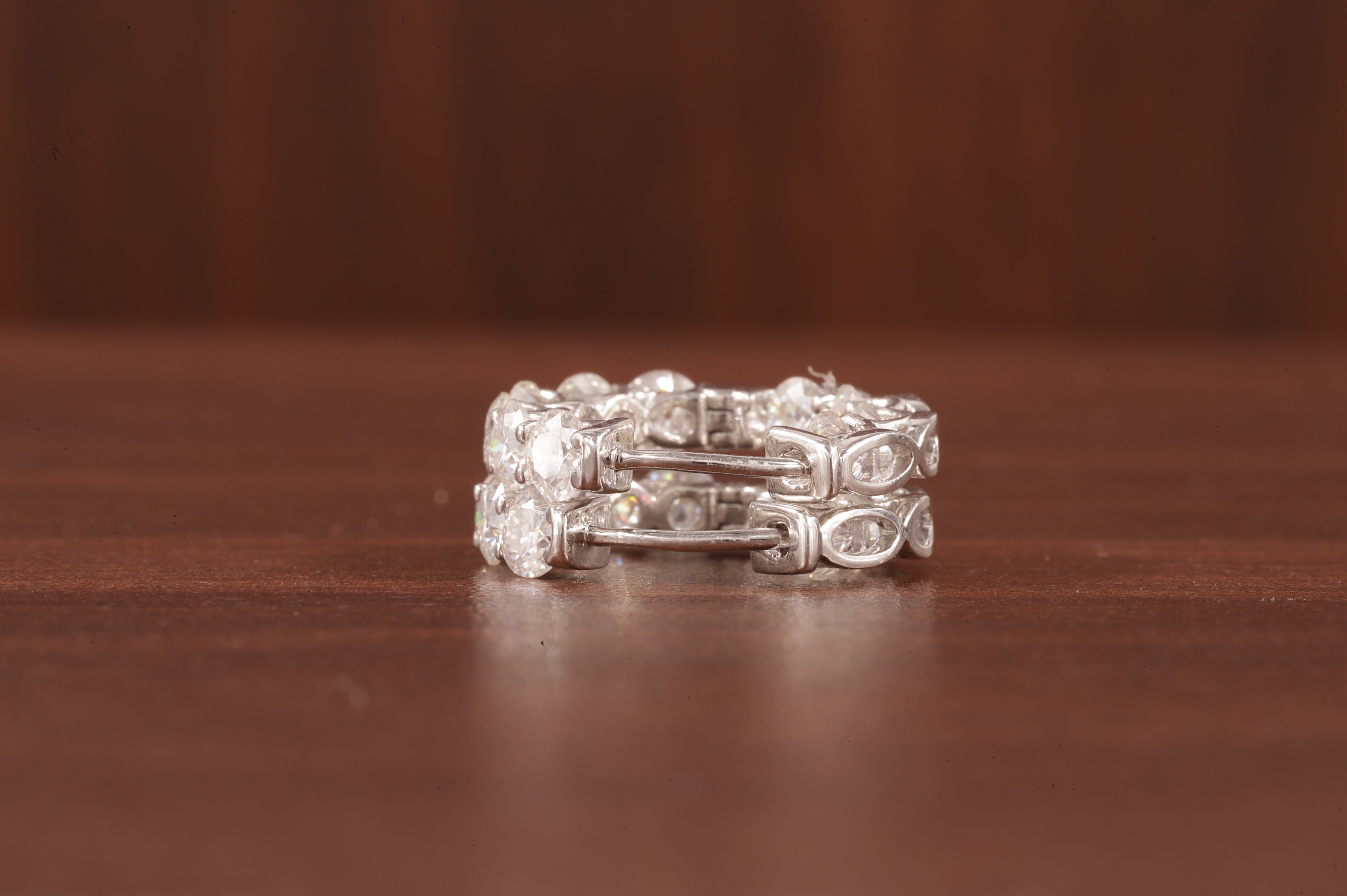 Moissanite Hoop Earrings, 14K White Gold Earrings Colorless Round Cut Moissanite Wedding