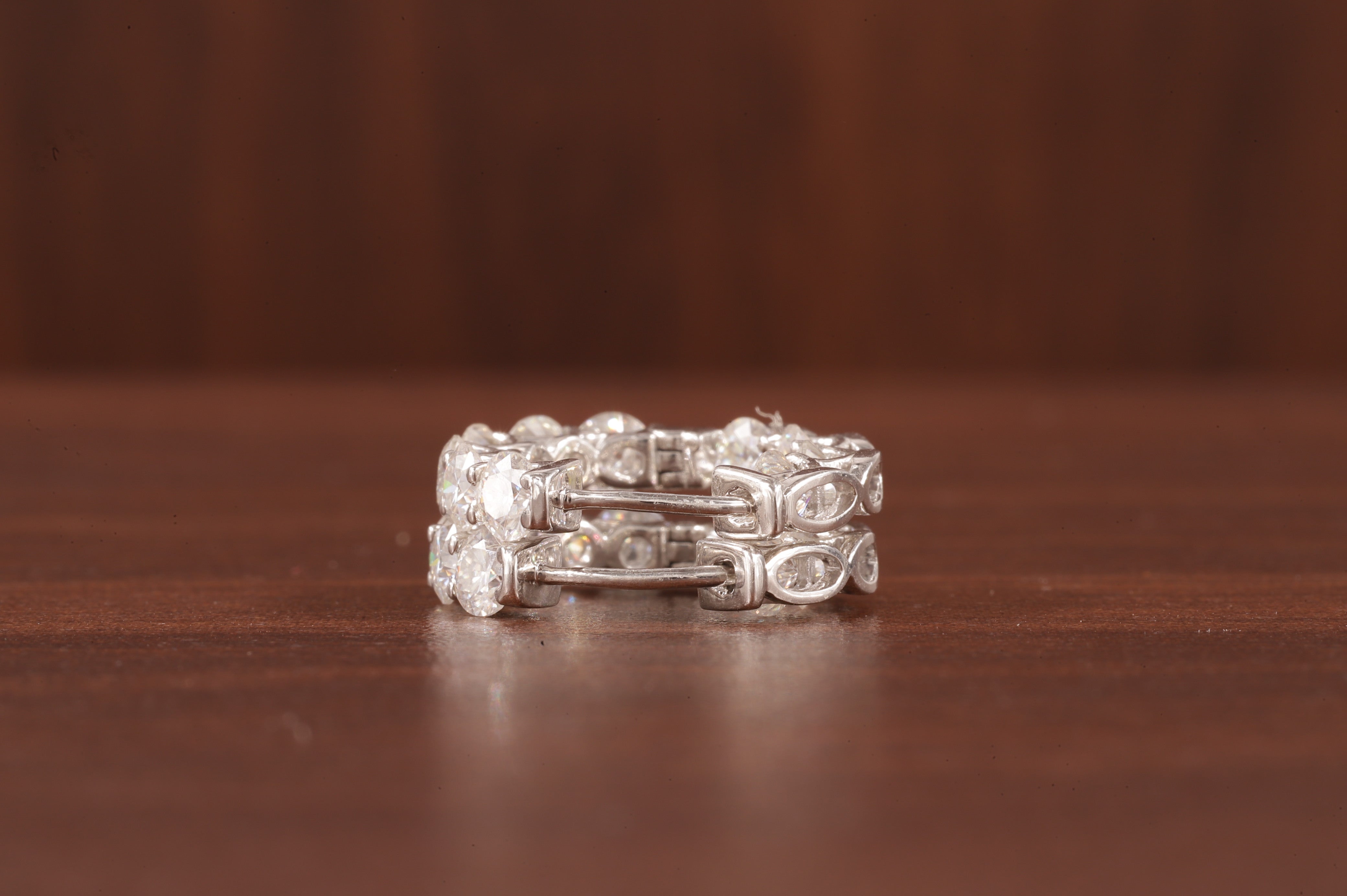 Moissanite Hoop Earrings, 14K White Gold Earrings Colorless Round Cut Moissanite Wedding