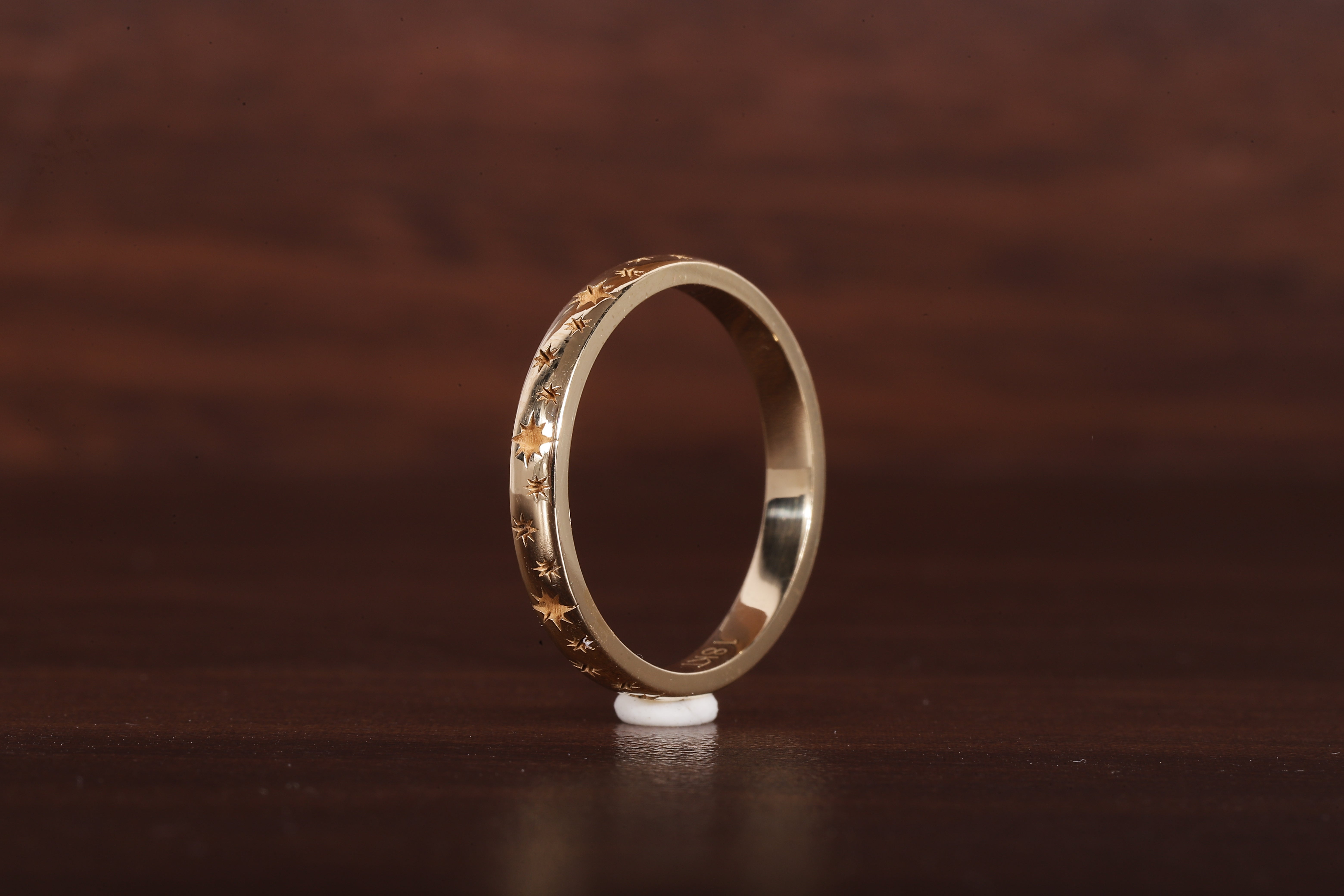 14k Gold Star Wedding Band, Solid Gold Minimalist Wedding Ring