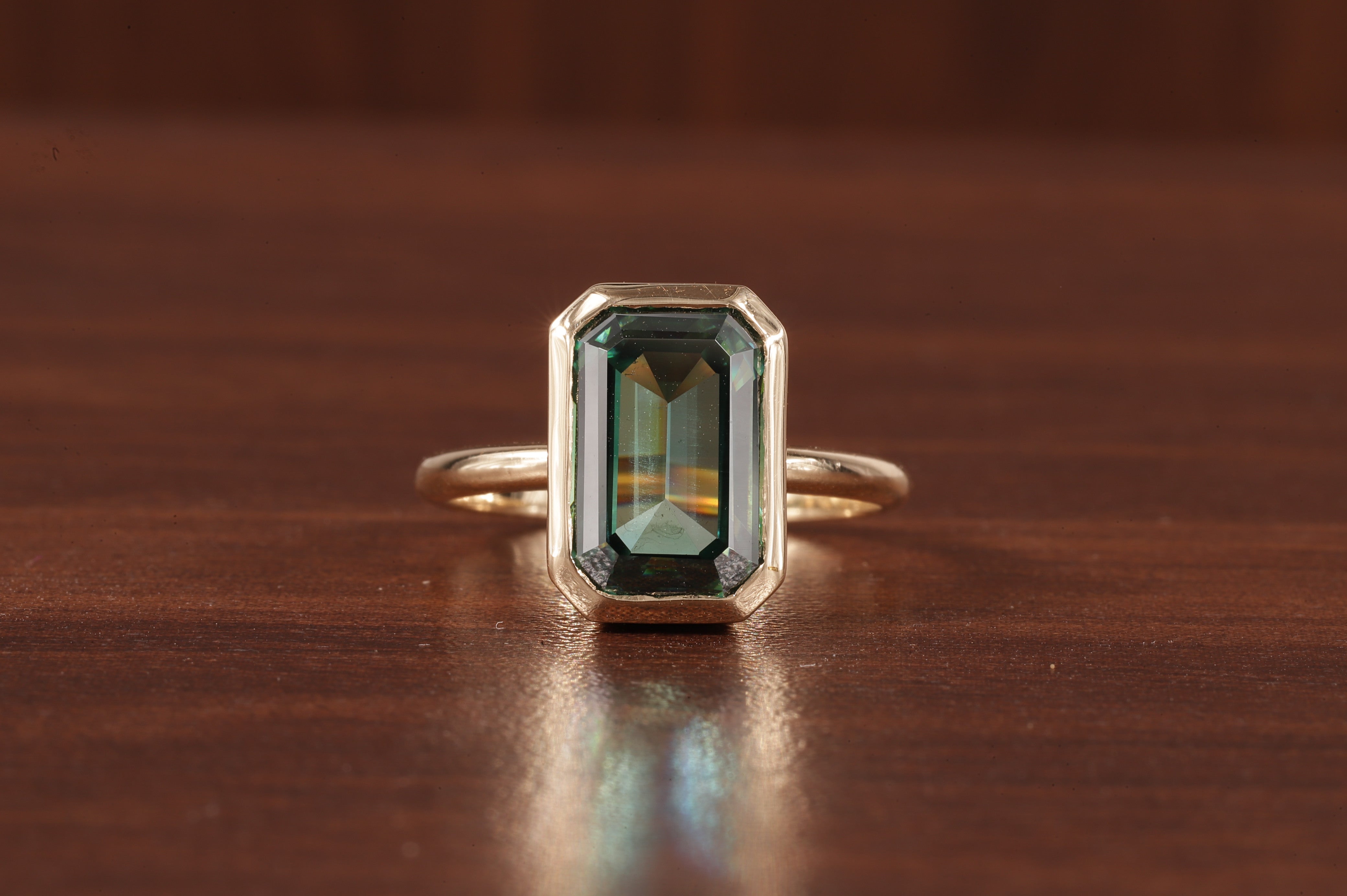 Amethyst Ring/ Genuine Green Amethyst Emerald Cut 4.85ct Engagement Ring