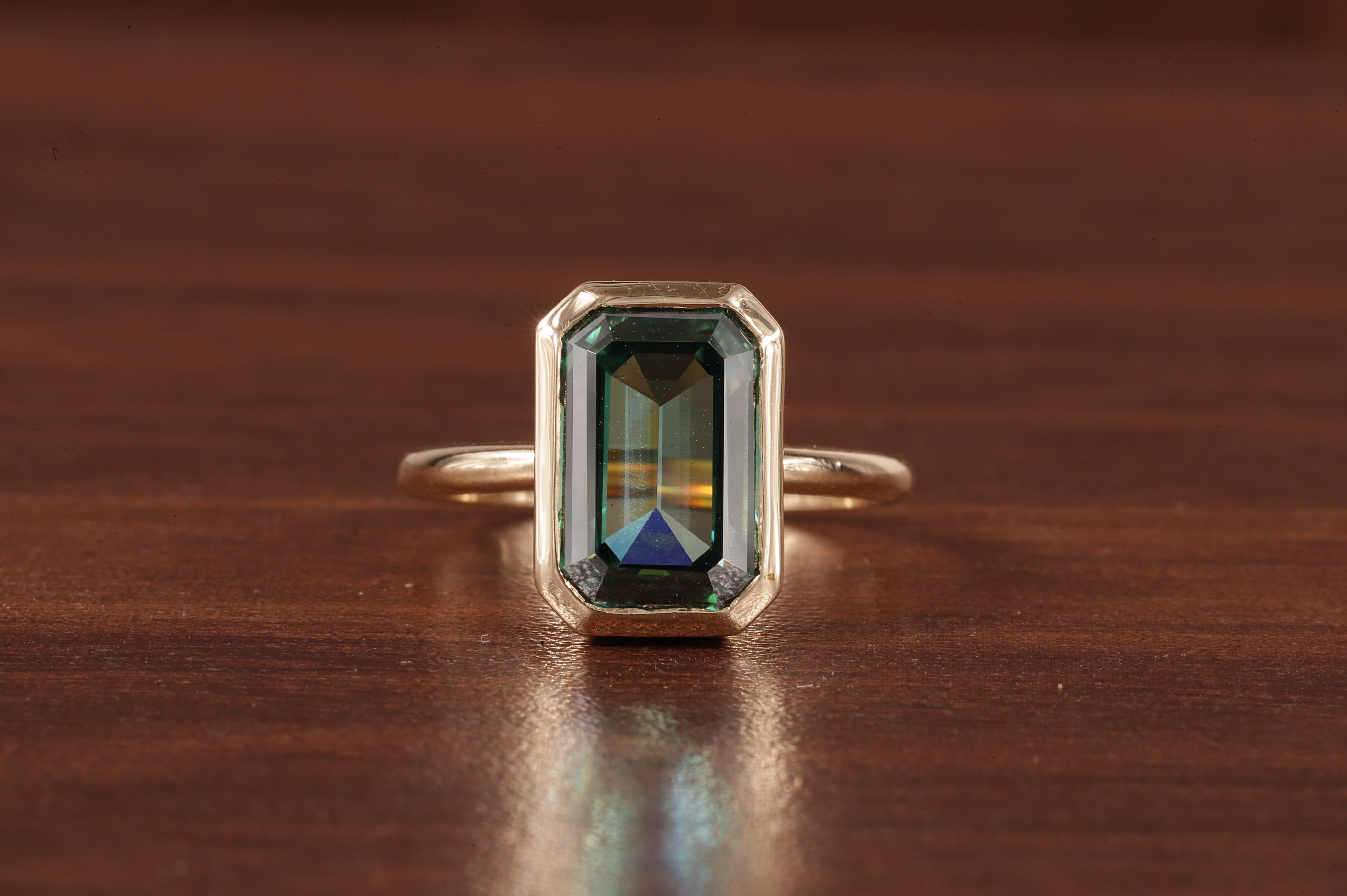 Amethyst Ring/ Genuine Green Amethyst Emerald Cut 4.85ct Engagement Ring