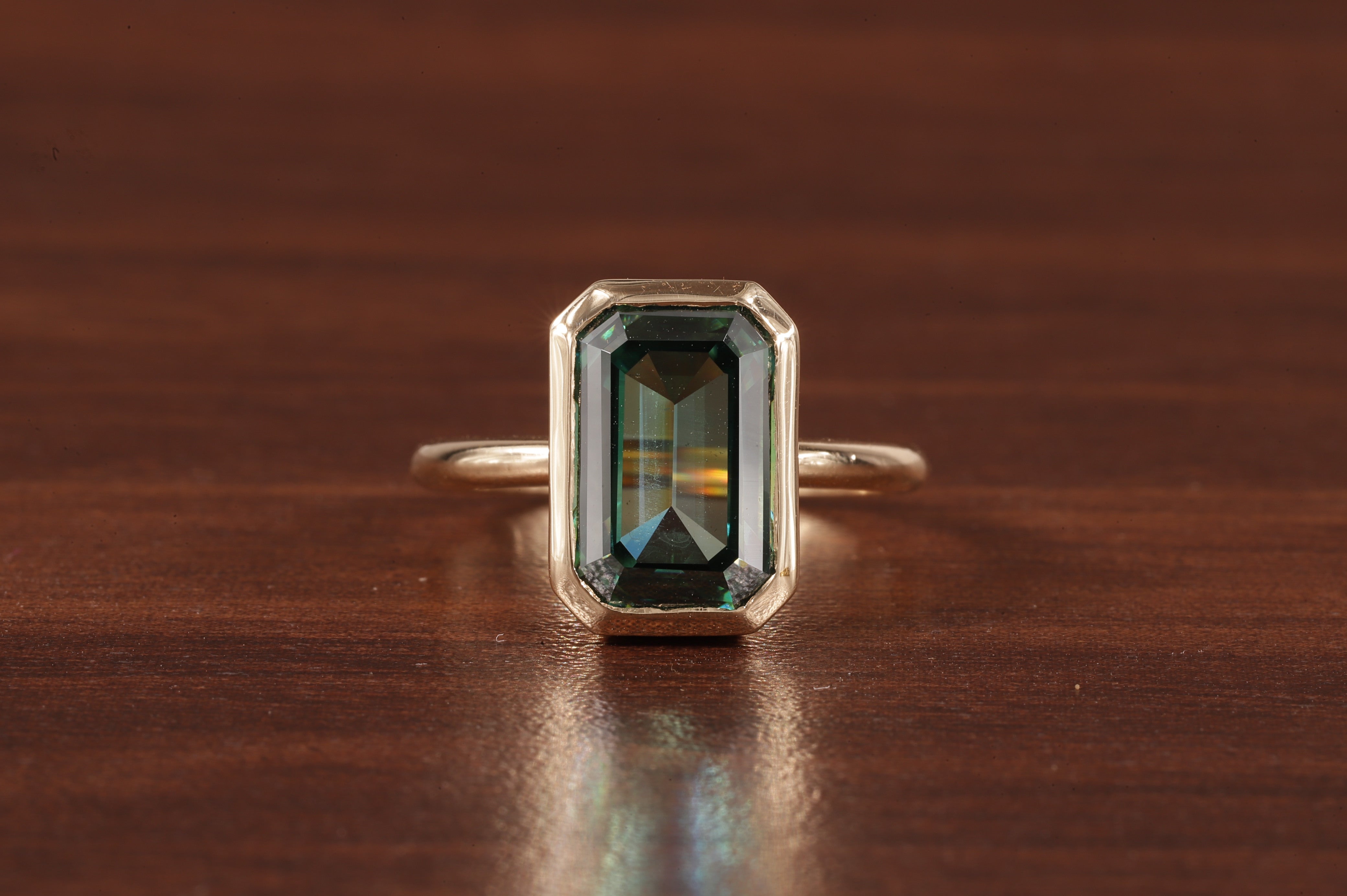 Amethyst Ring/ Genuine Green Amethyst Emerald Cut 4.85ct Engagement Ring
