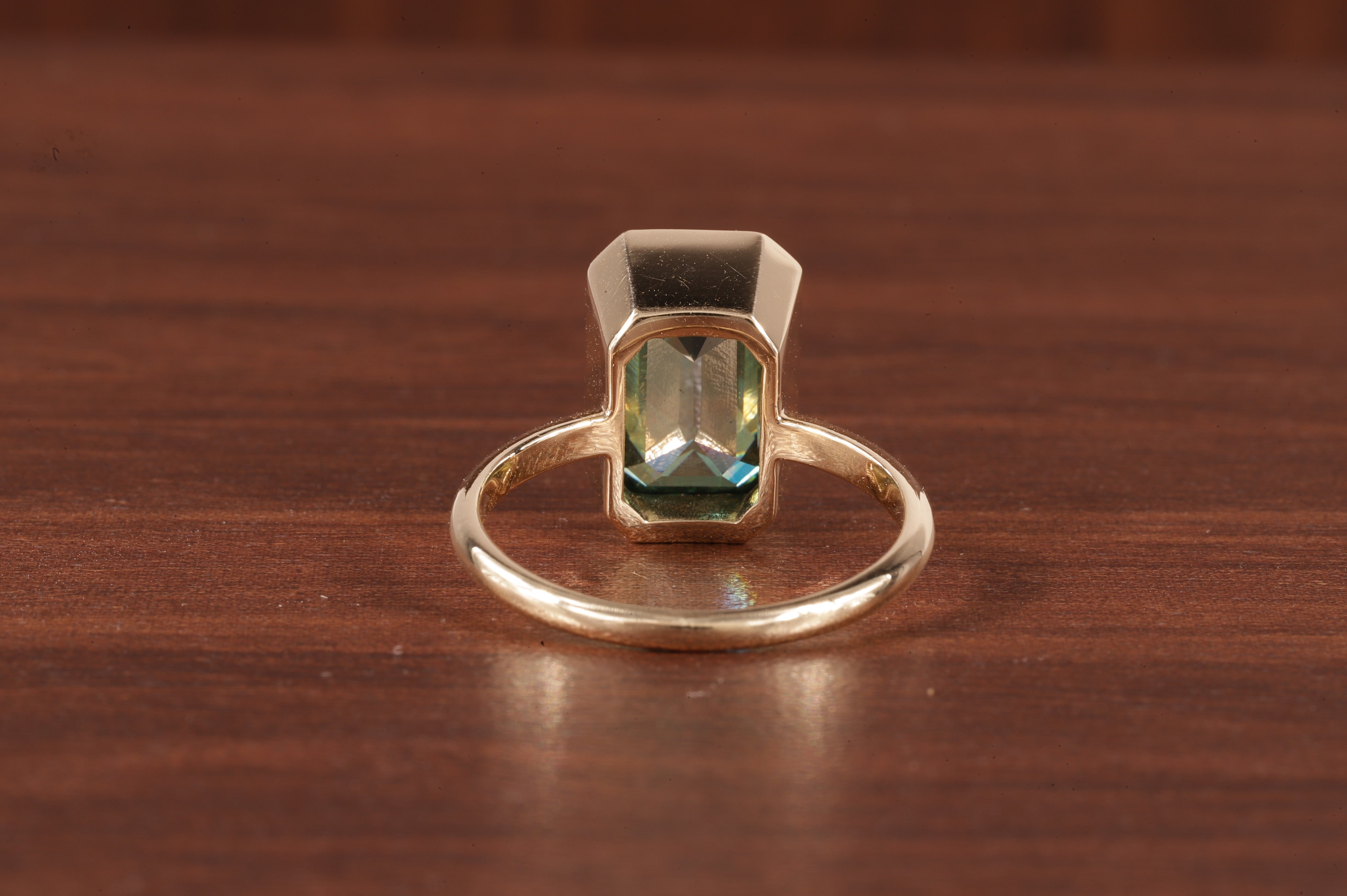Amethyst Ring/ Genuine Green Amethyst Emerald Cut 4.85ct Engagement Ring