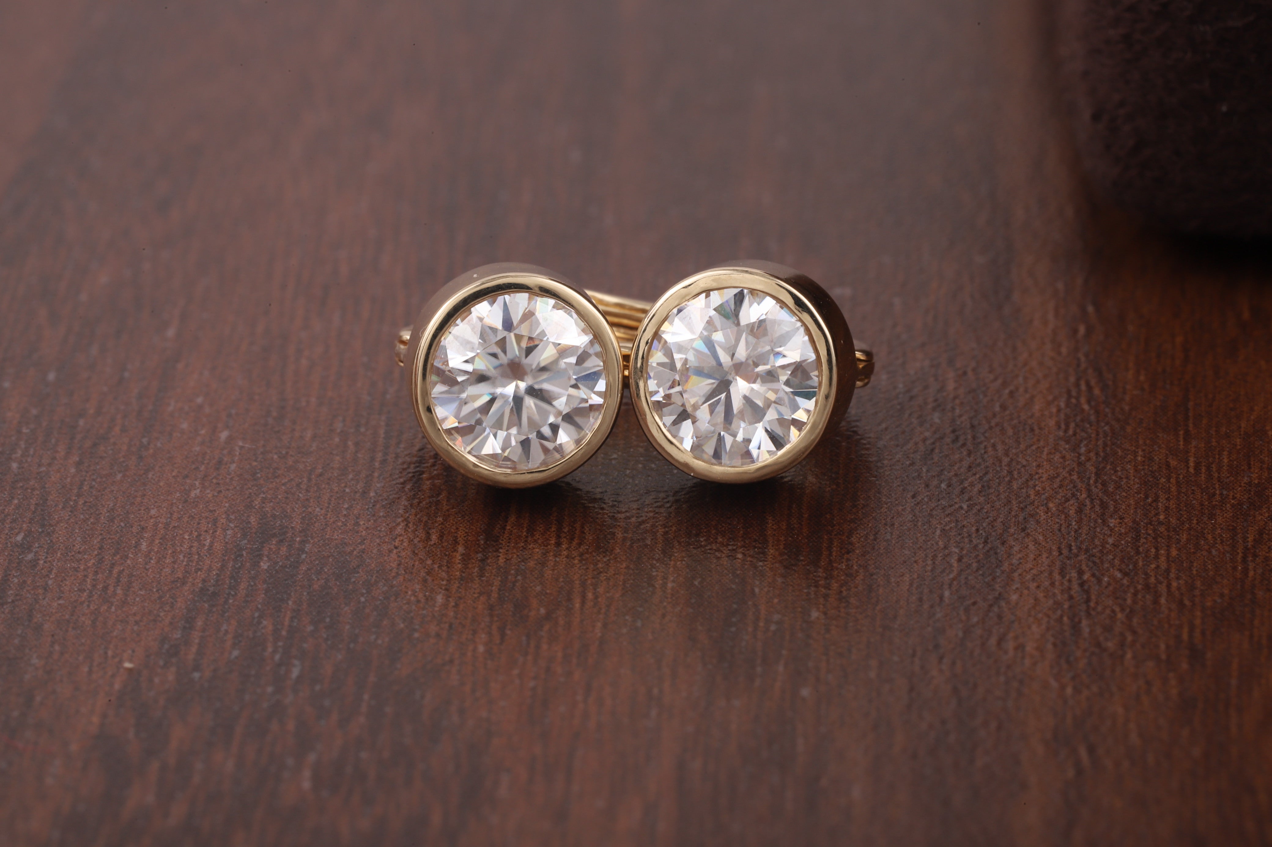 1.5CT Round Moissanite Bezel Set Dangling Earrings
