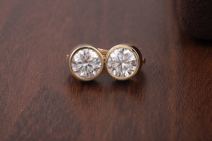 1.5CT Round Moissanite Bezel Set Dangling Earrings