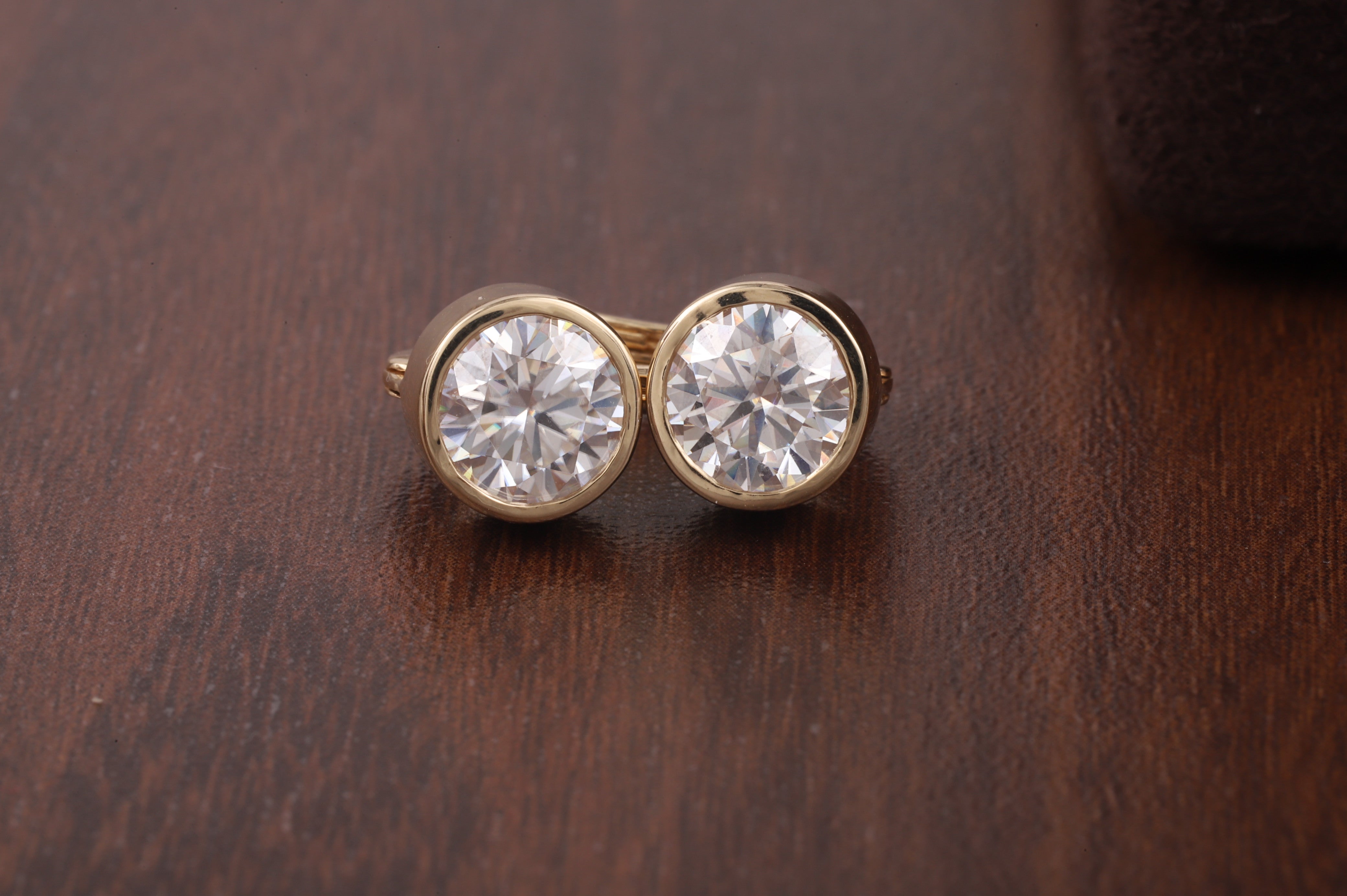1.5CT Round Moissanite Bezel Set Dangling Earrings