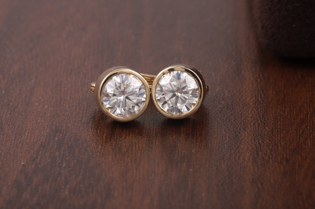 1.5CT Round Moissanite Bezel Set Dangling Earrings