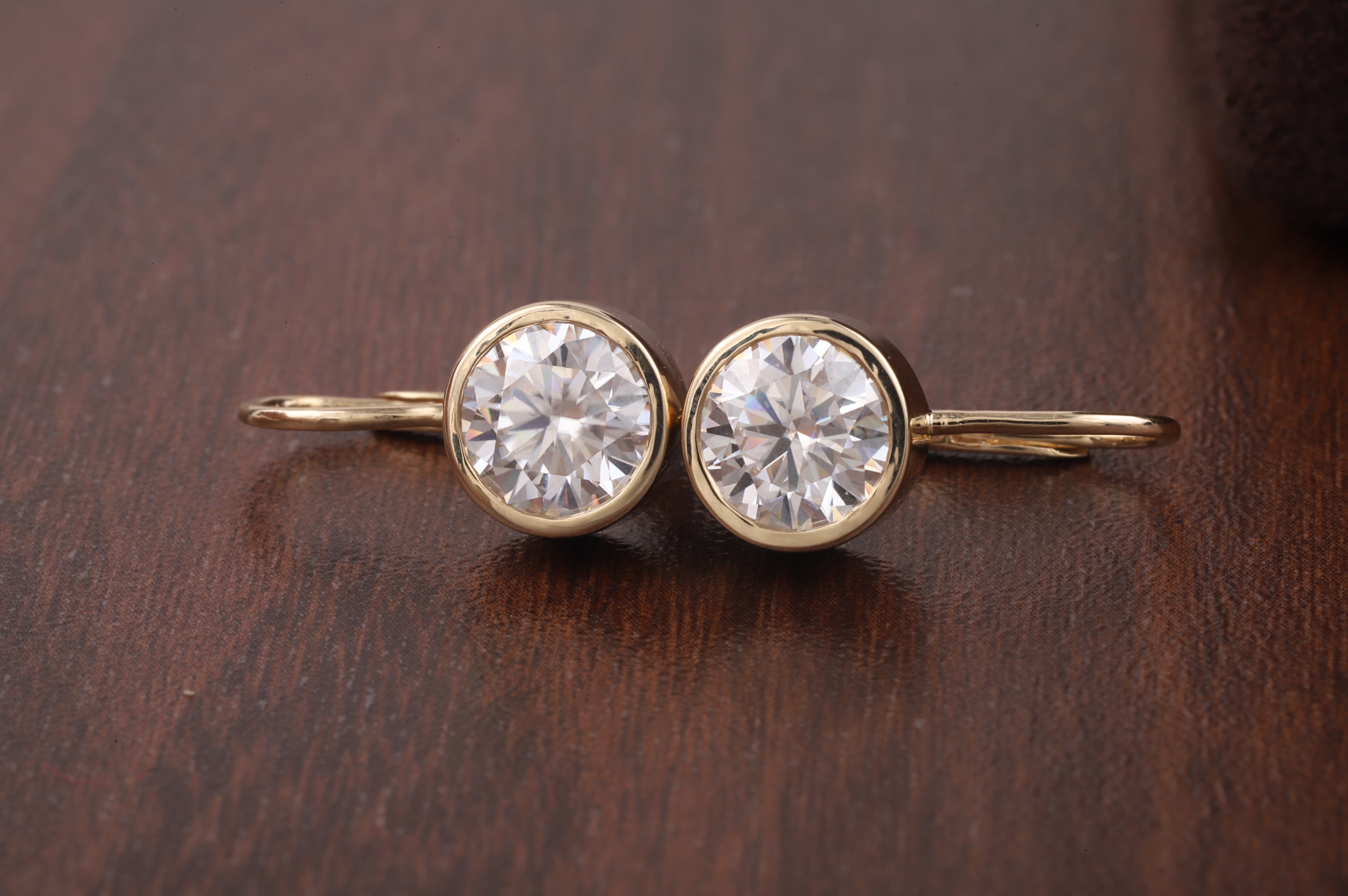 1.5CT Round Moissanite Bezel Set Dangling Earrings