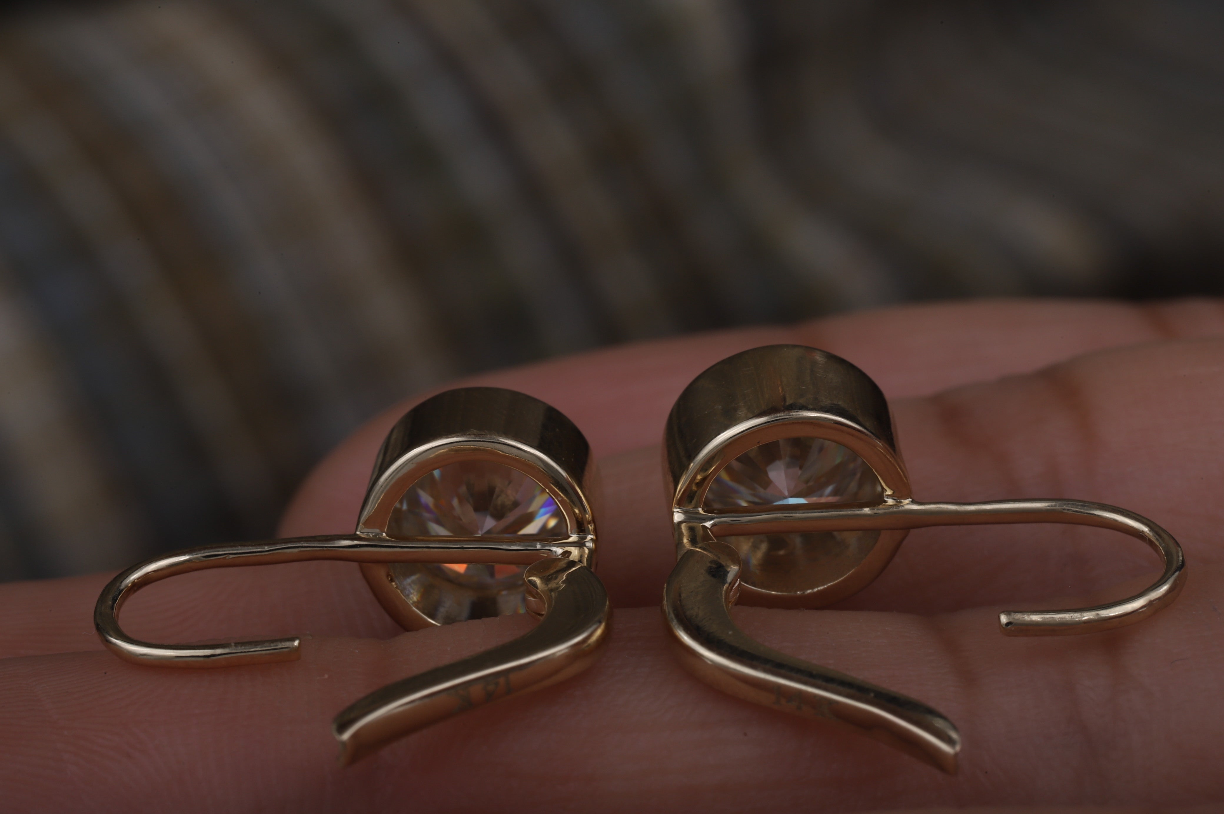 1.5CT Round Moissanite Bezel Set Dangling Earrings