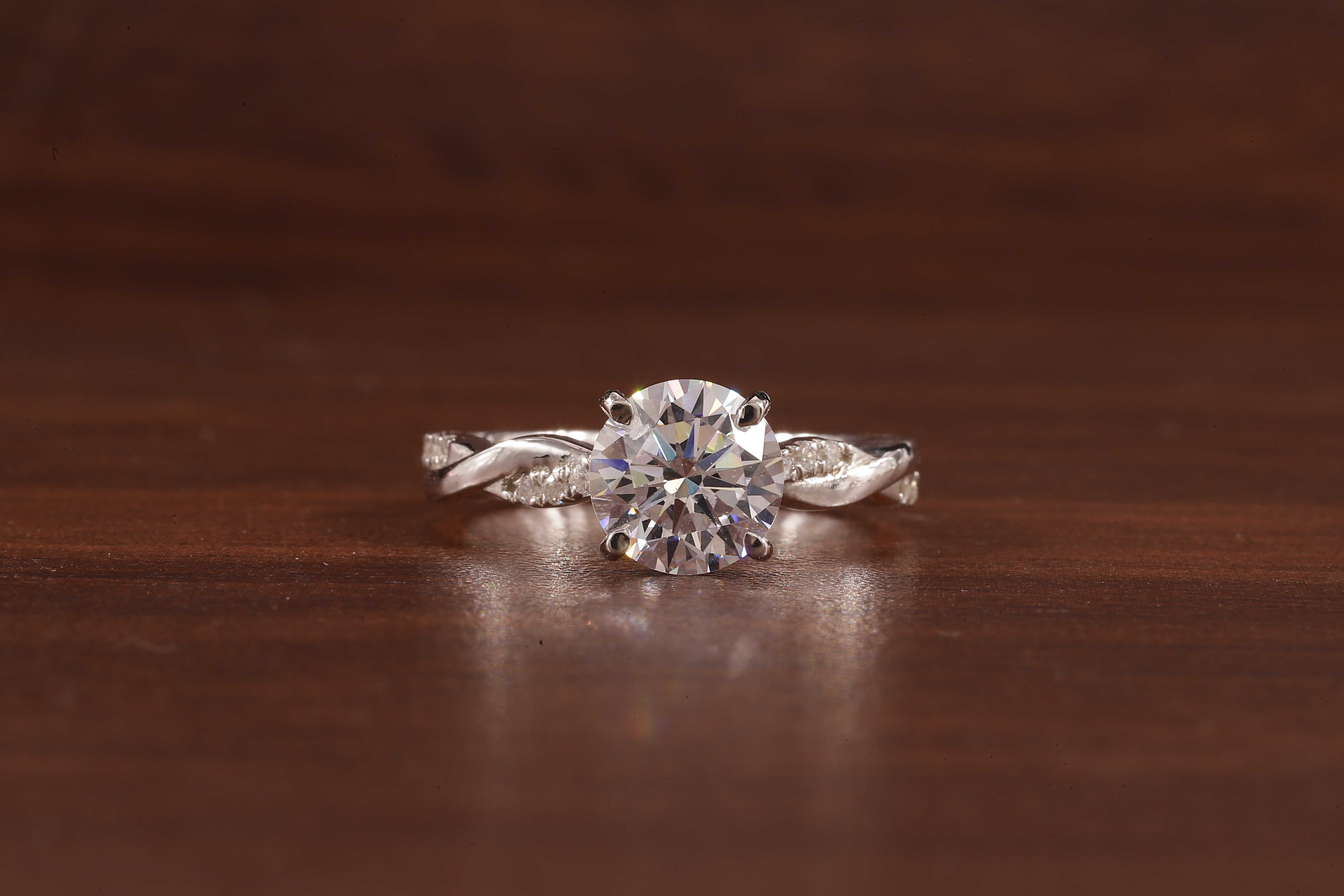 1.5 Carat Lab Grown Diamond, Twisted Engagement Ring, Vain Engagement Ring