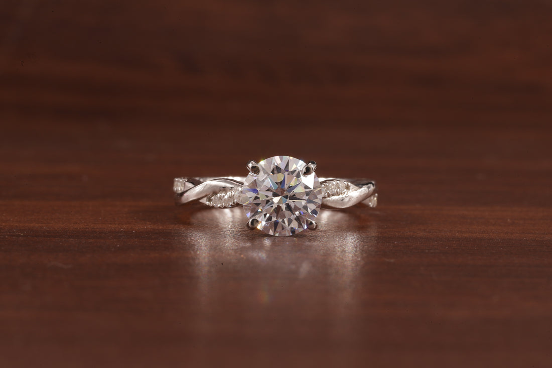 1.5 Carat Lab Grown Diamond, Twisted Engagement Ring, Vain Engagement Ring
