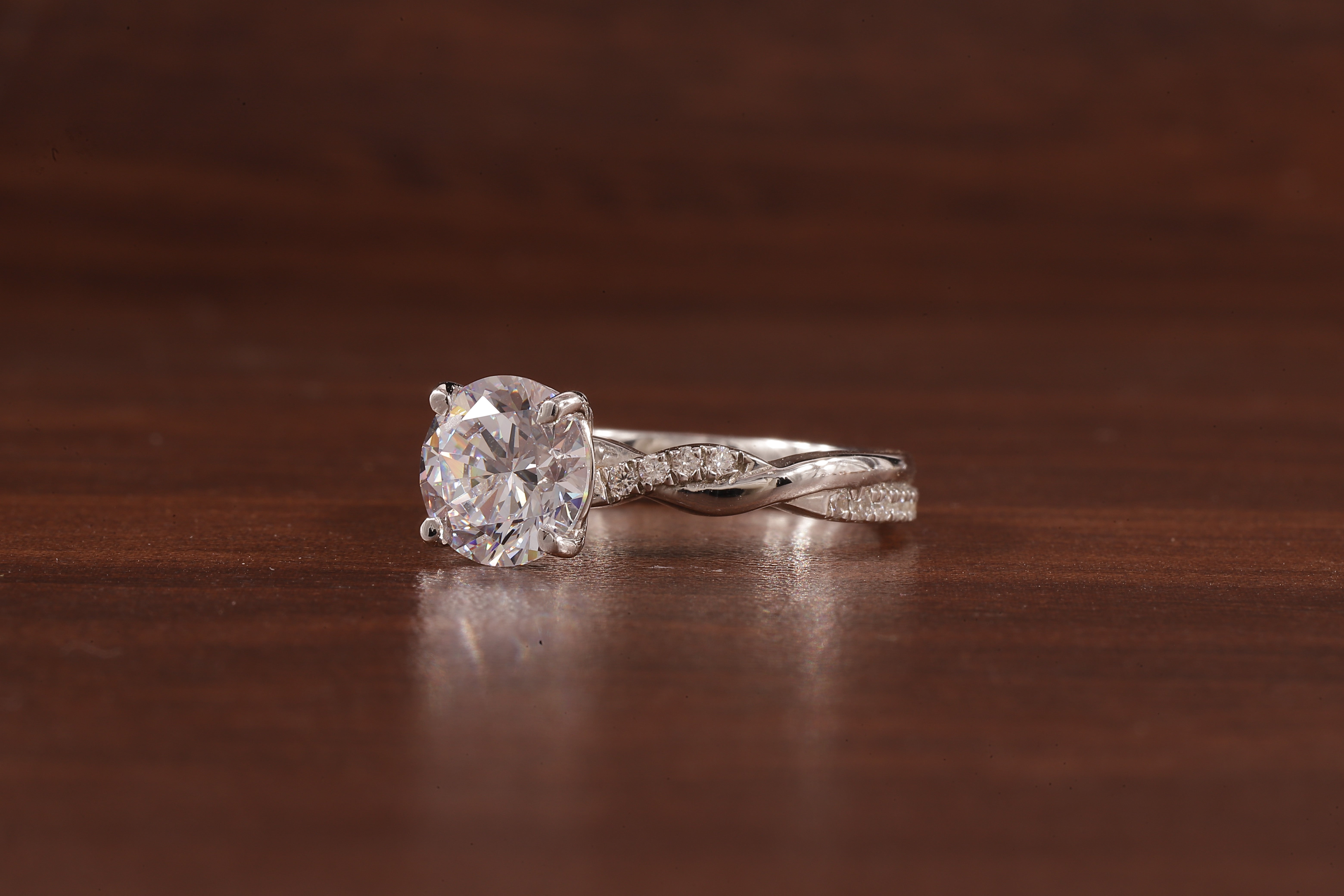 1.5 Carat Lab Grown Diamond, Twisted Engagement Ring, Vain Engagement Ring