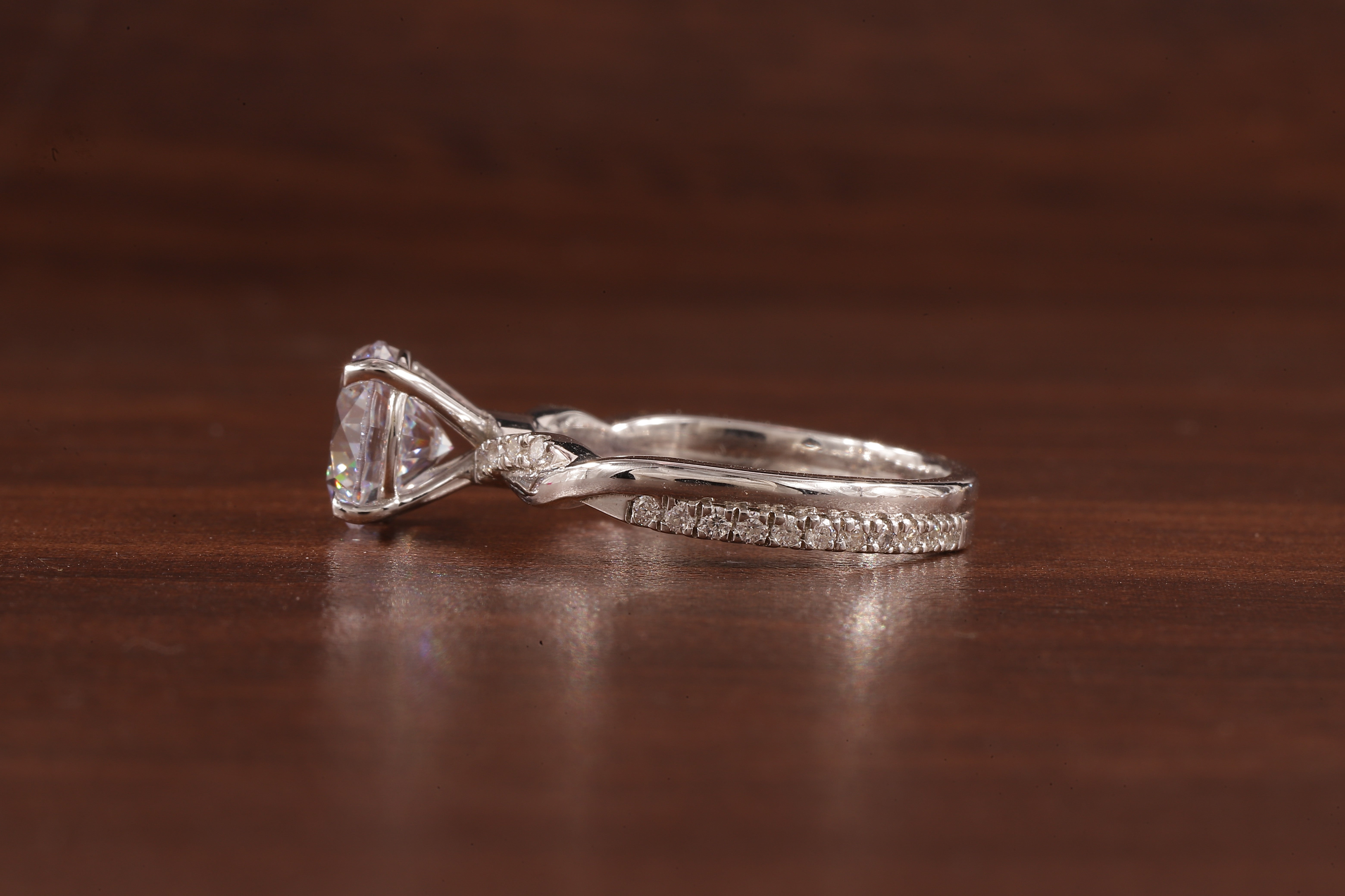 1.5 Carat Lab Grown Diamond, Twisted Engagement Ring, Vain Engagement Ring