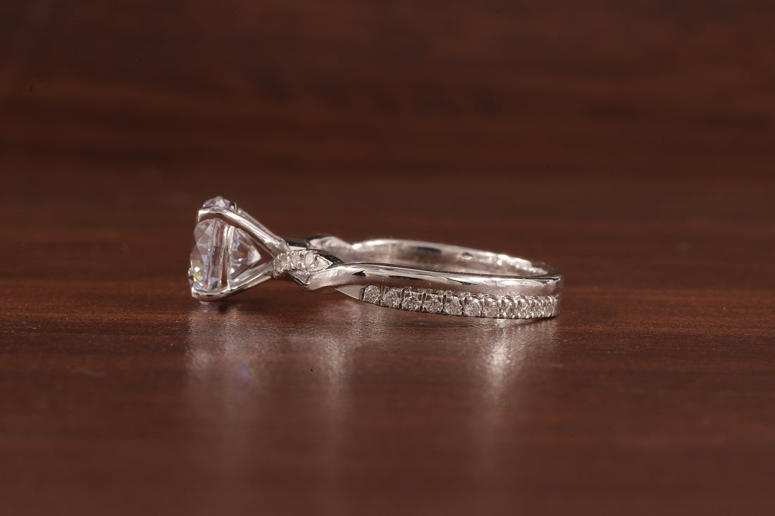 1.5 Carat Lab Grown Diamond, Twisted Engagement Ring, Vain Engagement Ring