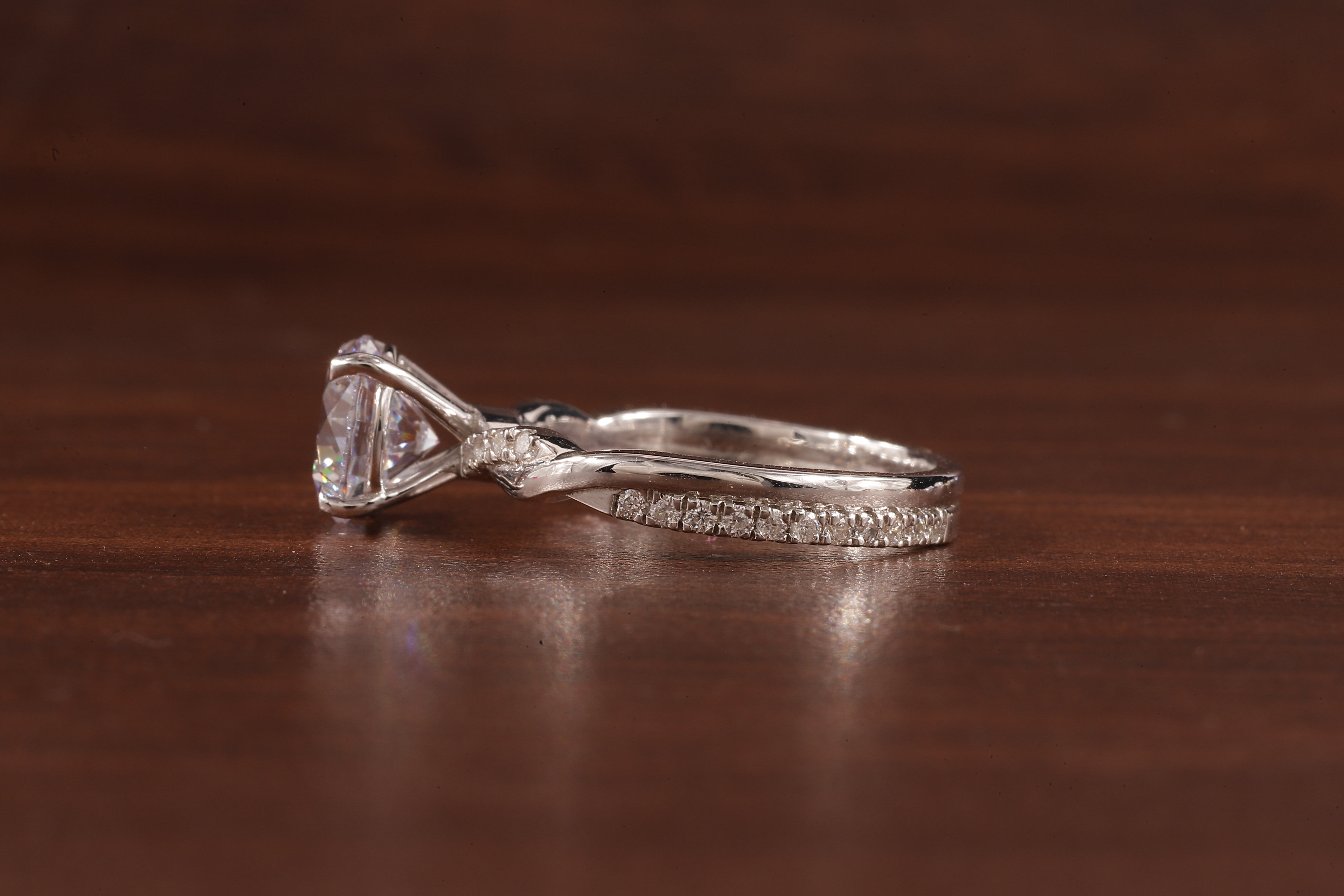 1.5 Carat Lab Grown Diamond, Twisted Engagement Ring, Vain Engagement Ring