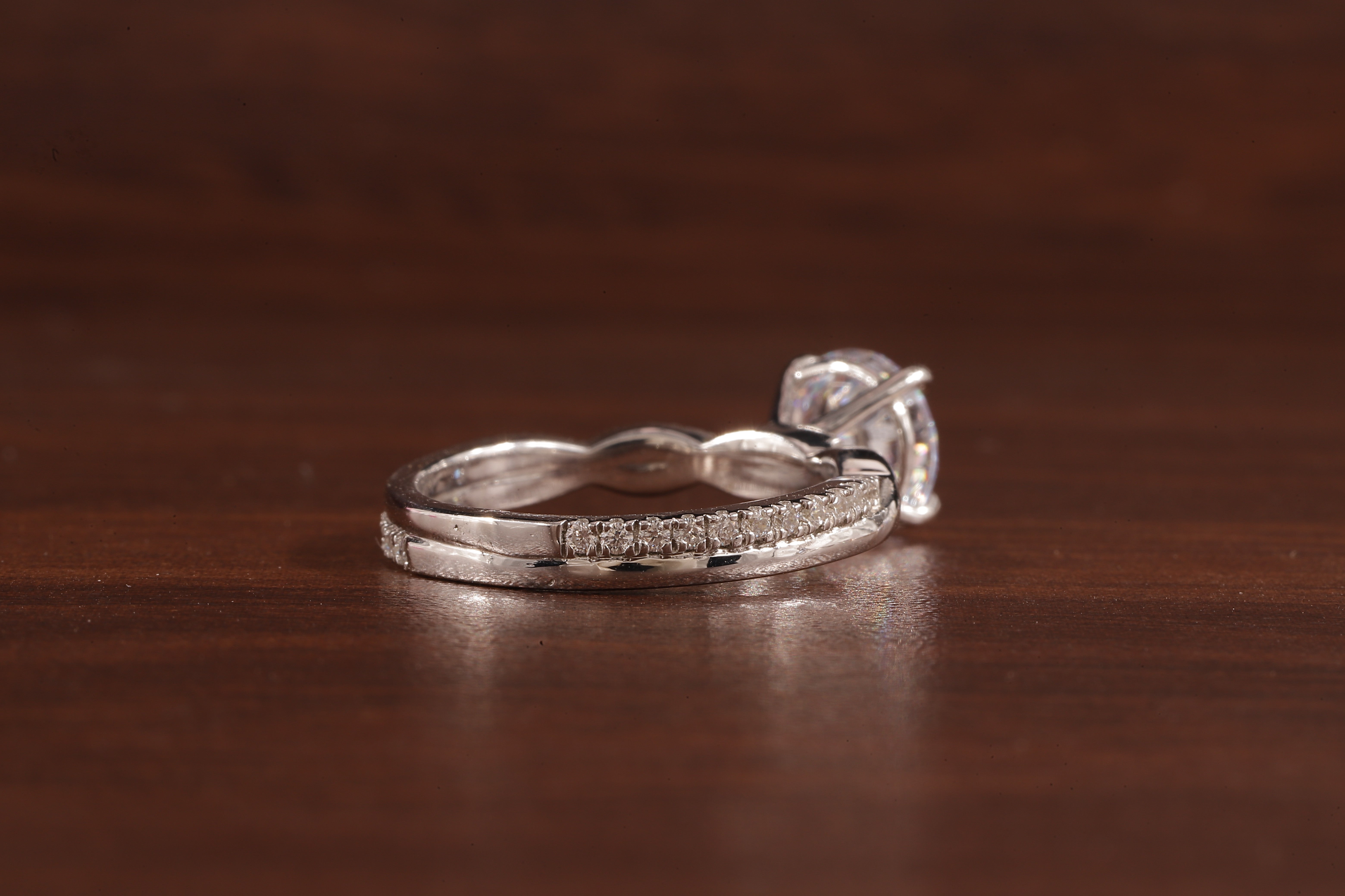 1.5 Carat Lab Grown Diamond, Twisted Engagement Ring, Vain Engagement Ring