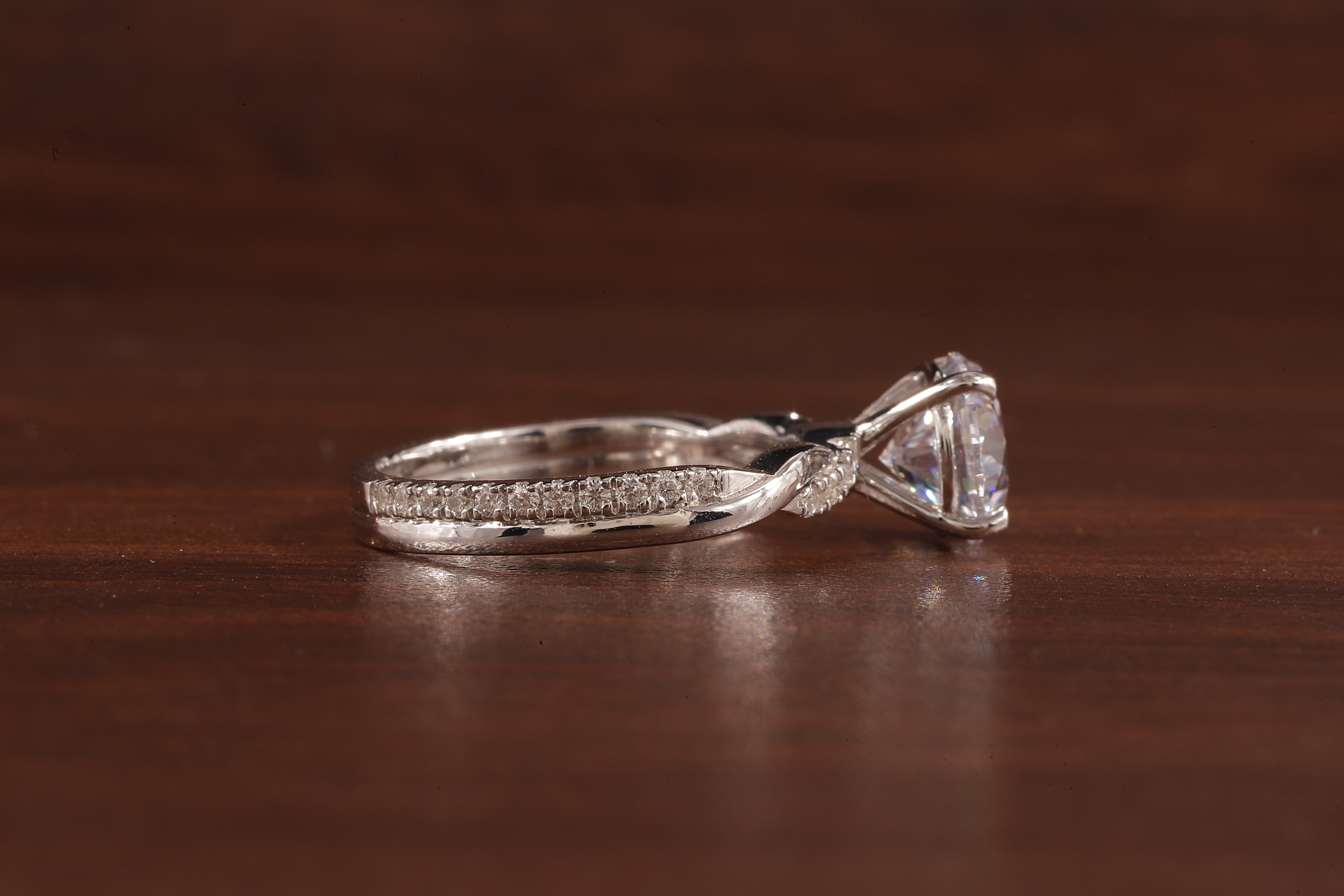 1.5 Carat Lab Grown Diamond, Twisted Engagement Ring, Vain Engagement Ring