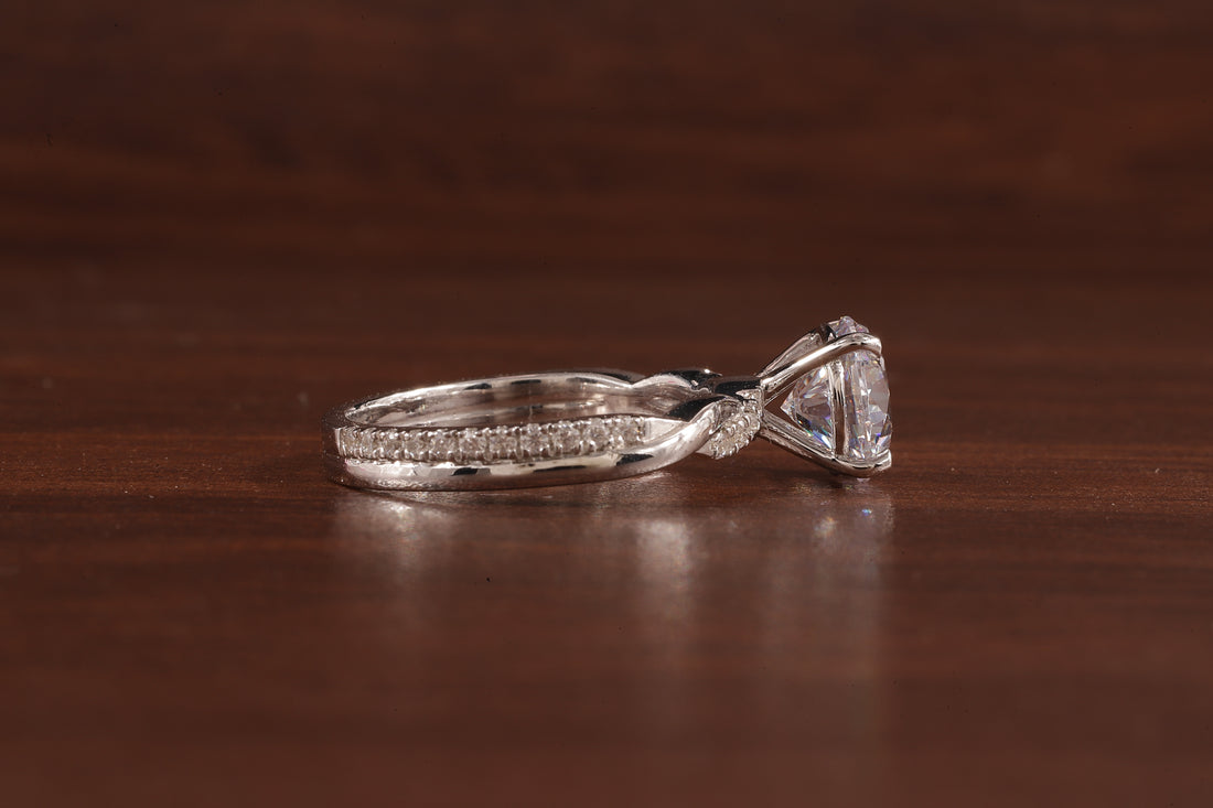 1.5 Carat Lab Grown Diamond, Twisted Engagement Ring, Vain Engagement Ring
