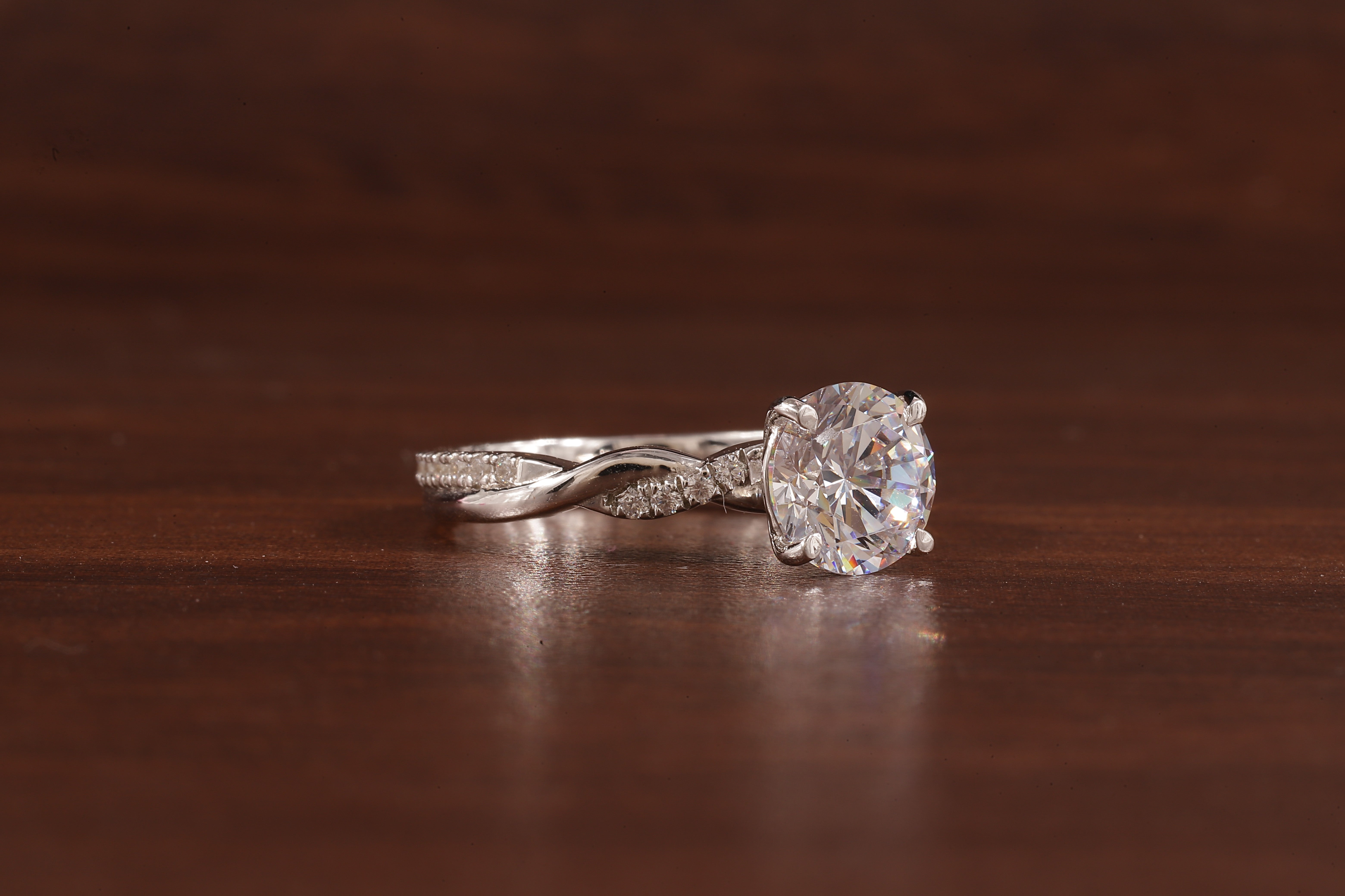 1.5 Carat Lab Grown Diamond, Twisted Engagement Ring, Vain Engagement Ring